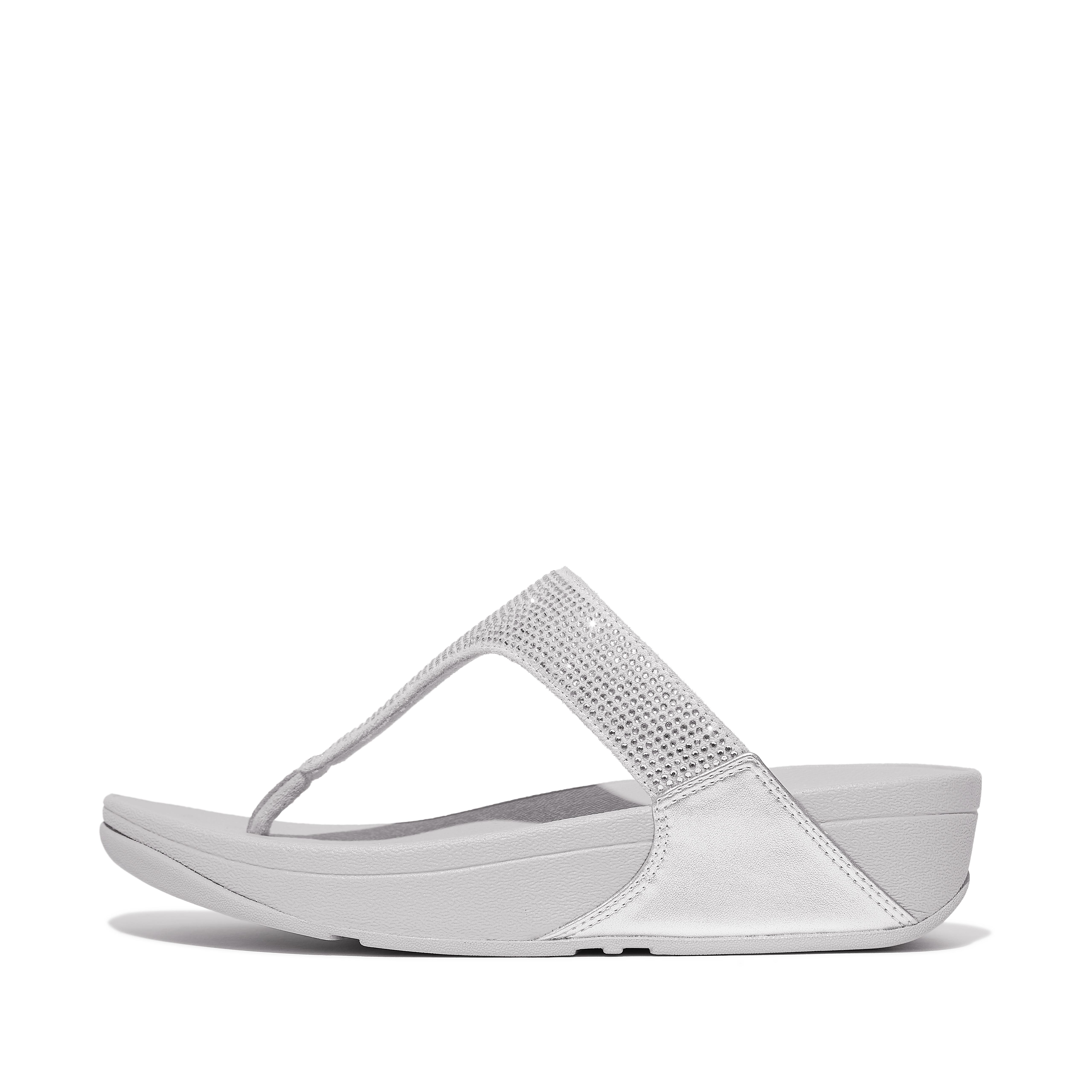 Women LULU Crystal Toe-Post Sandals Leather, Full Price