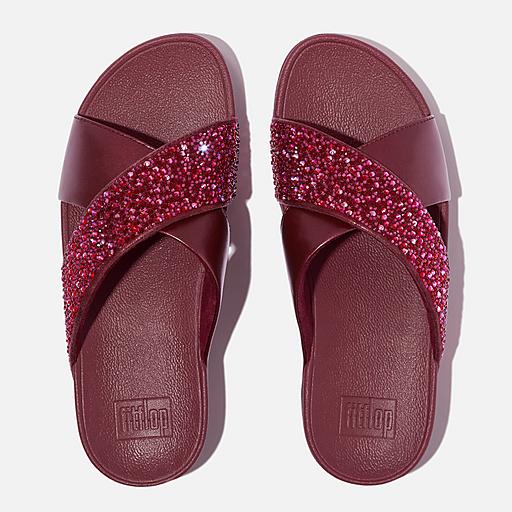 ◆Fitflop◆ [Lulu] Multi Glitter Pink Women's Slides Women's Lulu Multi-Tonal Leather Slides | FitFlop CA
