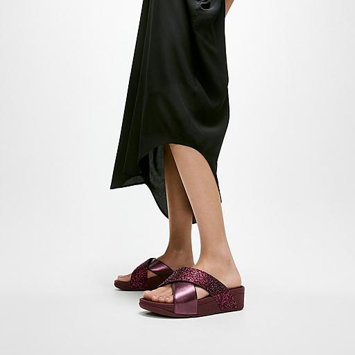 Women's Lulu Crystal-Mix Leather Slides FitFlop US