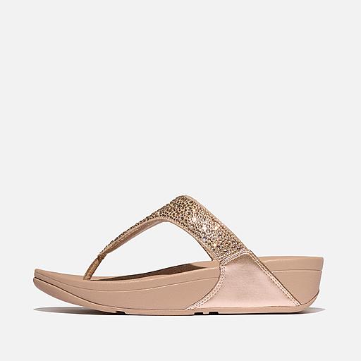 Women's Lulu Crystal-Mix Leather Toe-Posts Fitflop UK