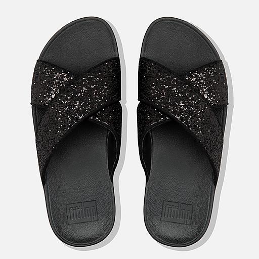 Black glitter fitflops deals