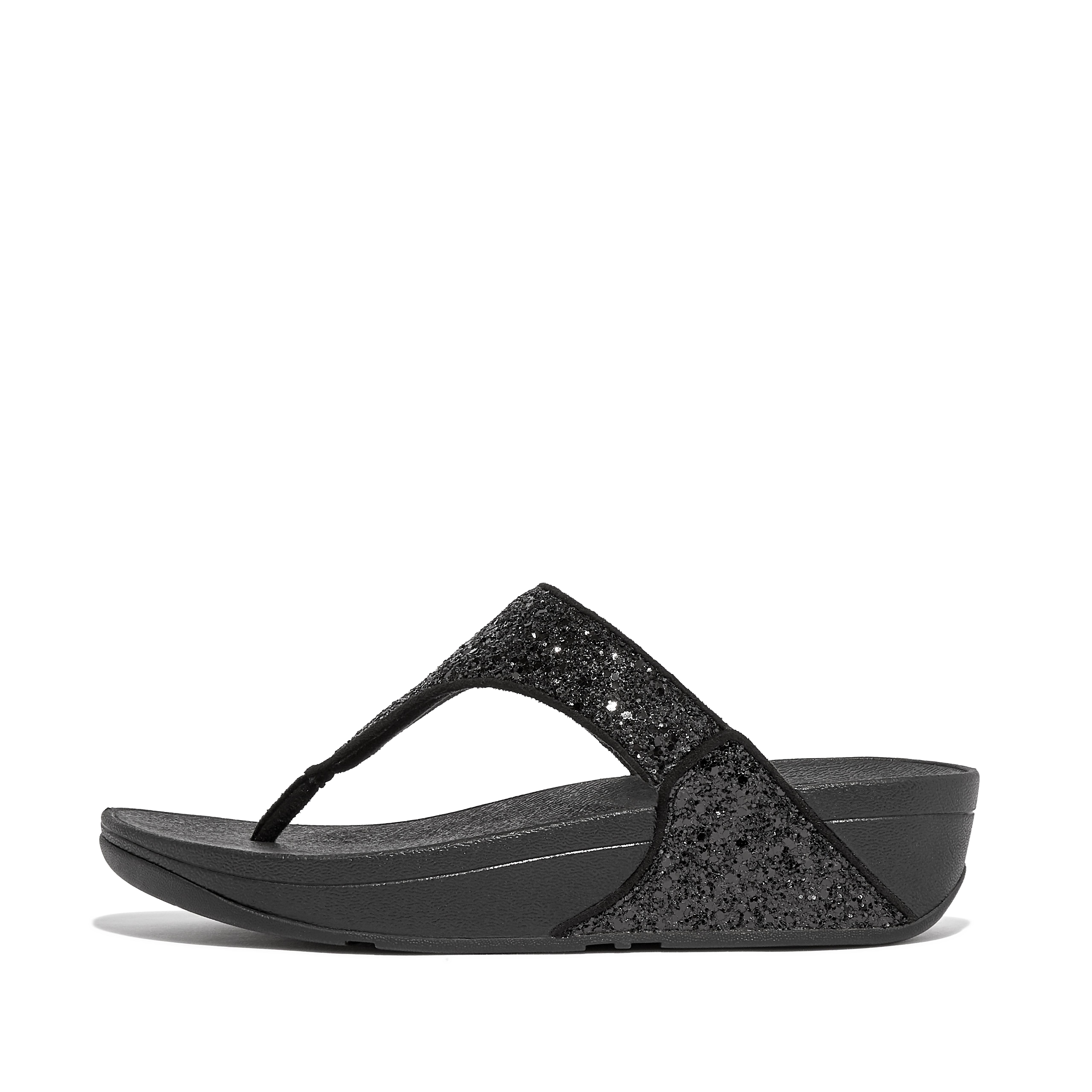 black glitter fitflops