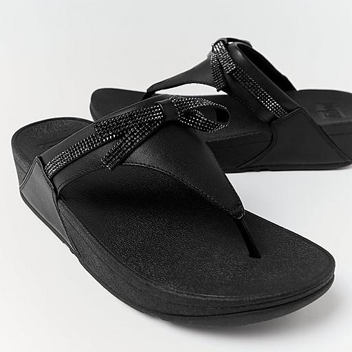Women's Lulu Glitz-Bow Leather Toe-Posts | FitFlop US