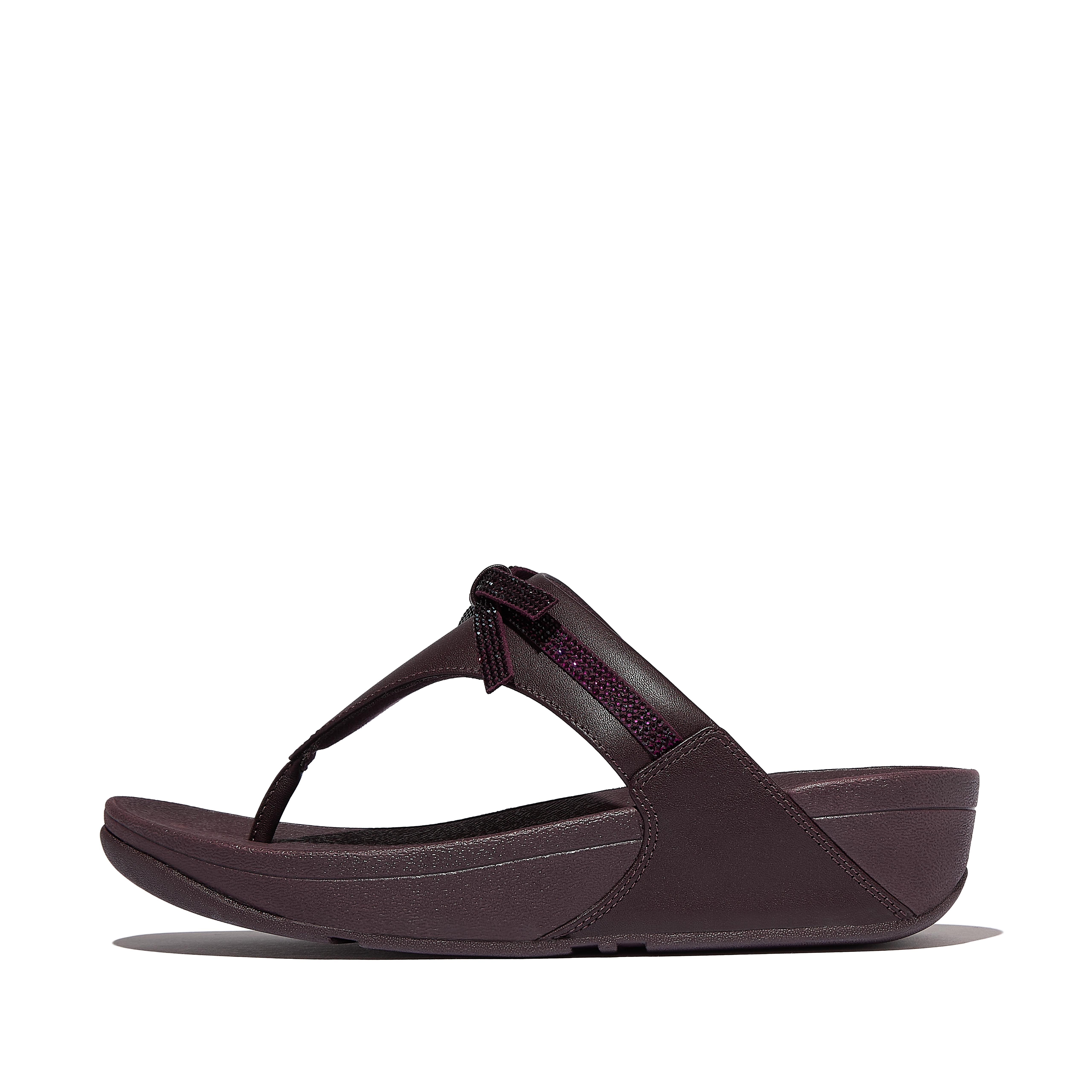 Women's Lulu Glitz-Bow Leather Toe-Posts | FitFlop US