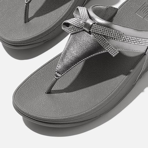 Women's Lulu Glitz-Bow Leather Toe-Posts | FitFlop US