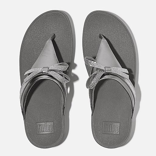 Women's Lulu Glitz-Bow Leather Toe-Posts | FitFlop US