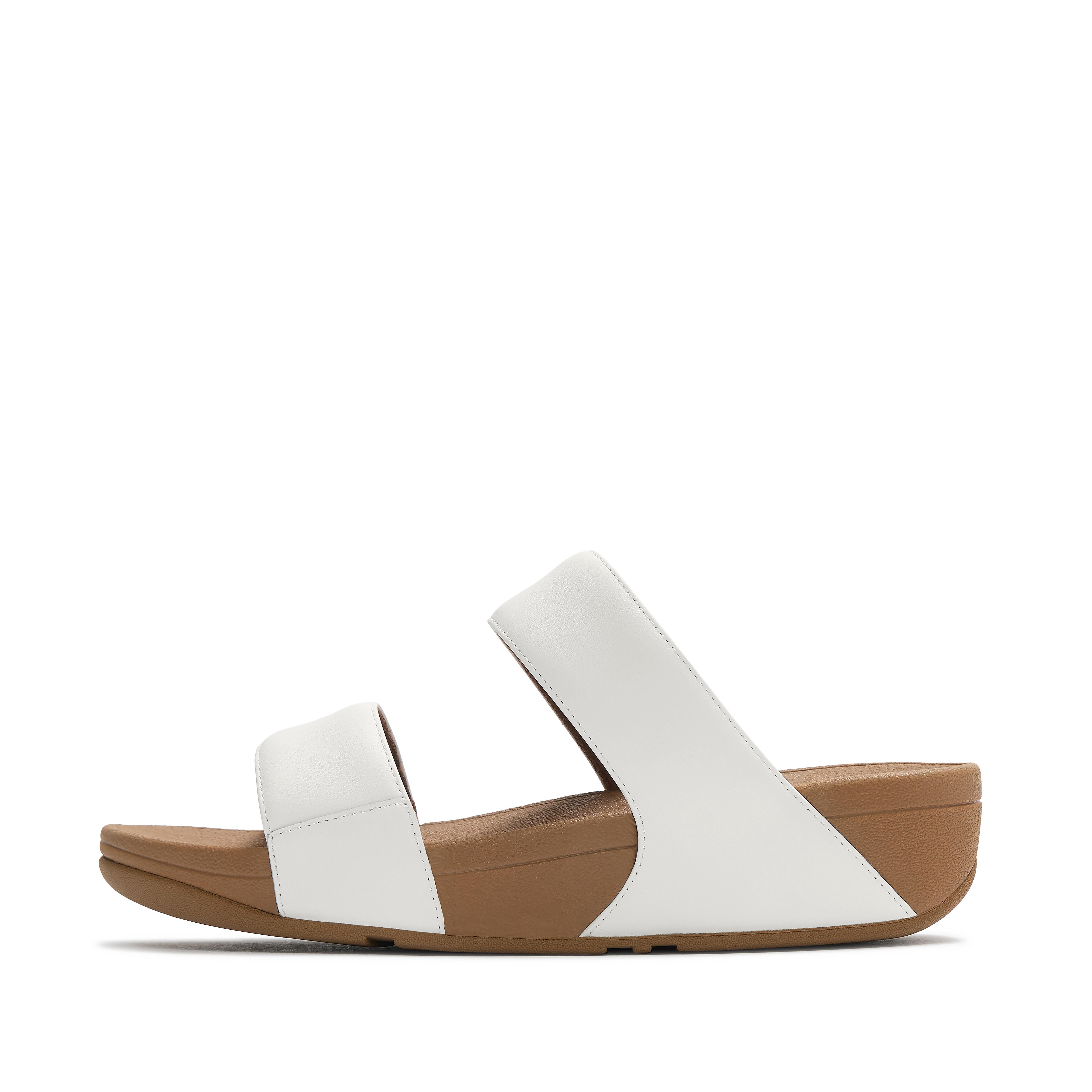 FitFlop LULU Leather Slides, Full Price, Urban White, Size: US 10