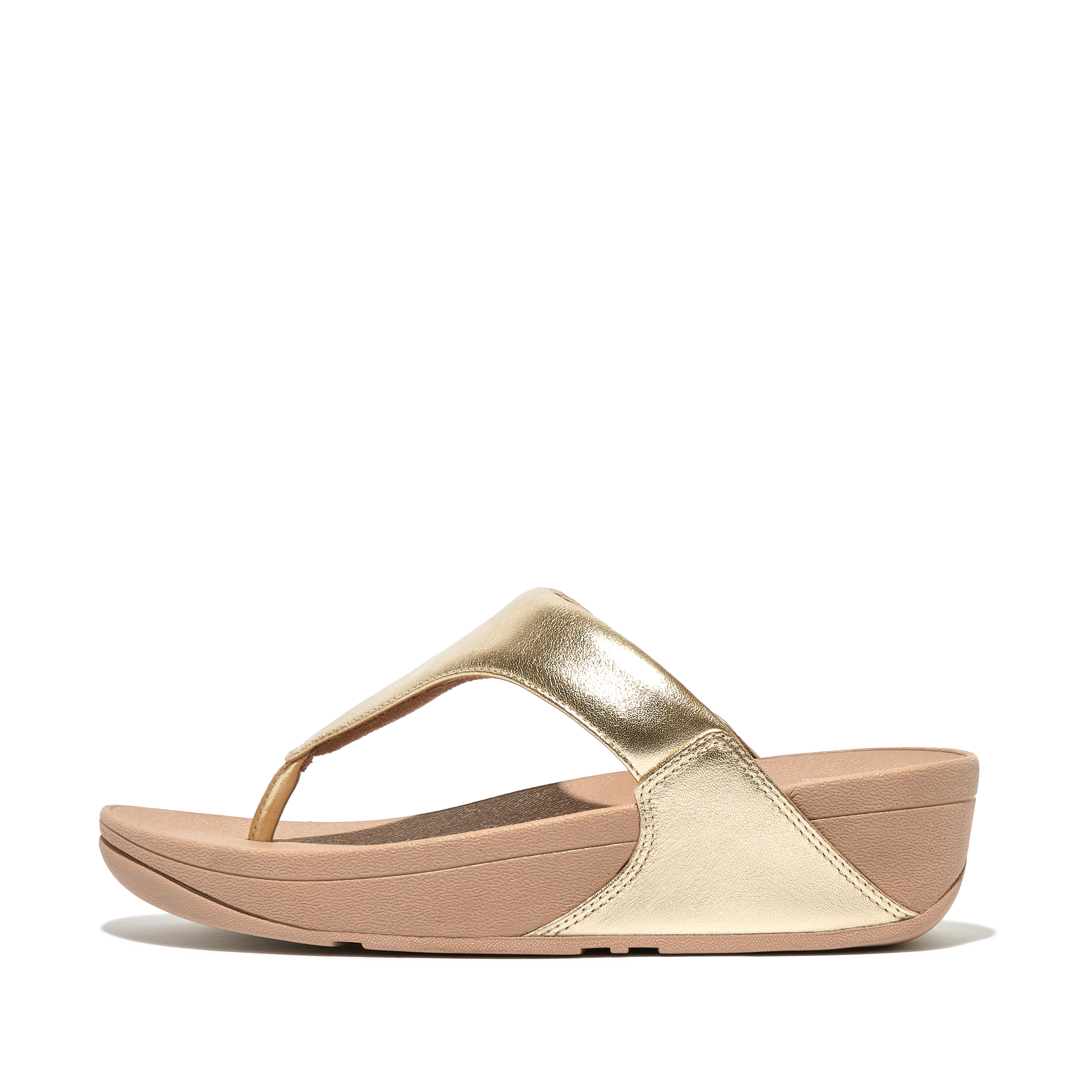 Women LULU Metallic Leather Toe-Post Sandals, Full Price