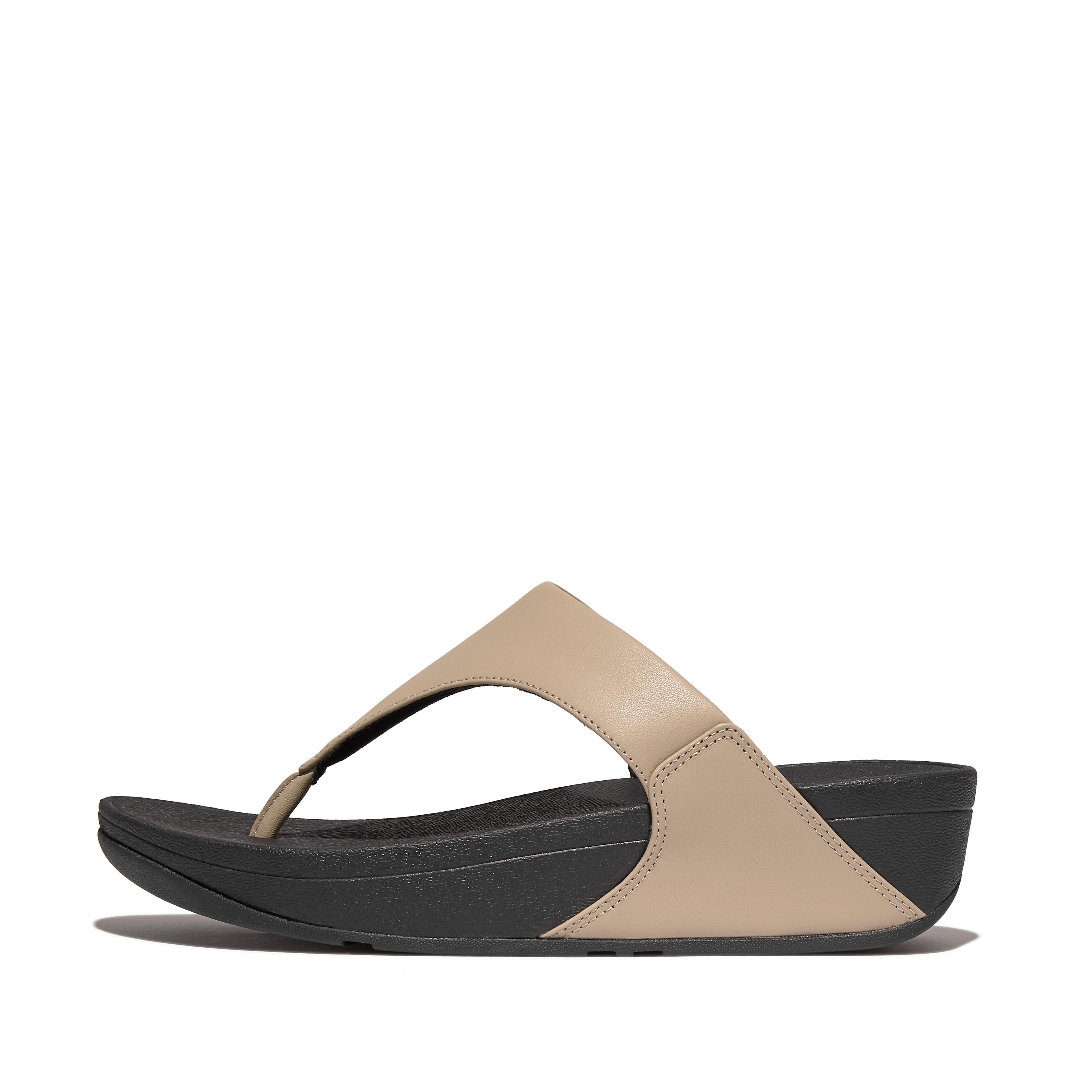 Women LULU Leather Toe-Post Sandals, Outlet