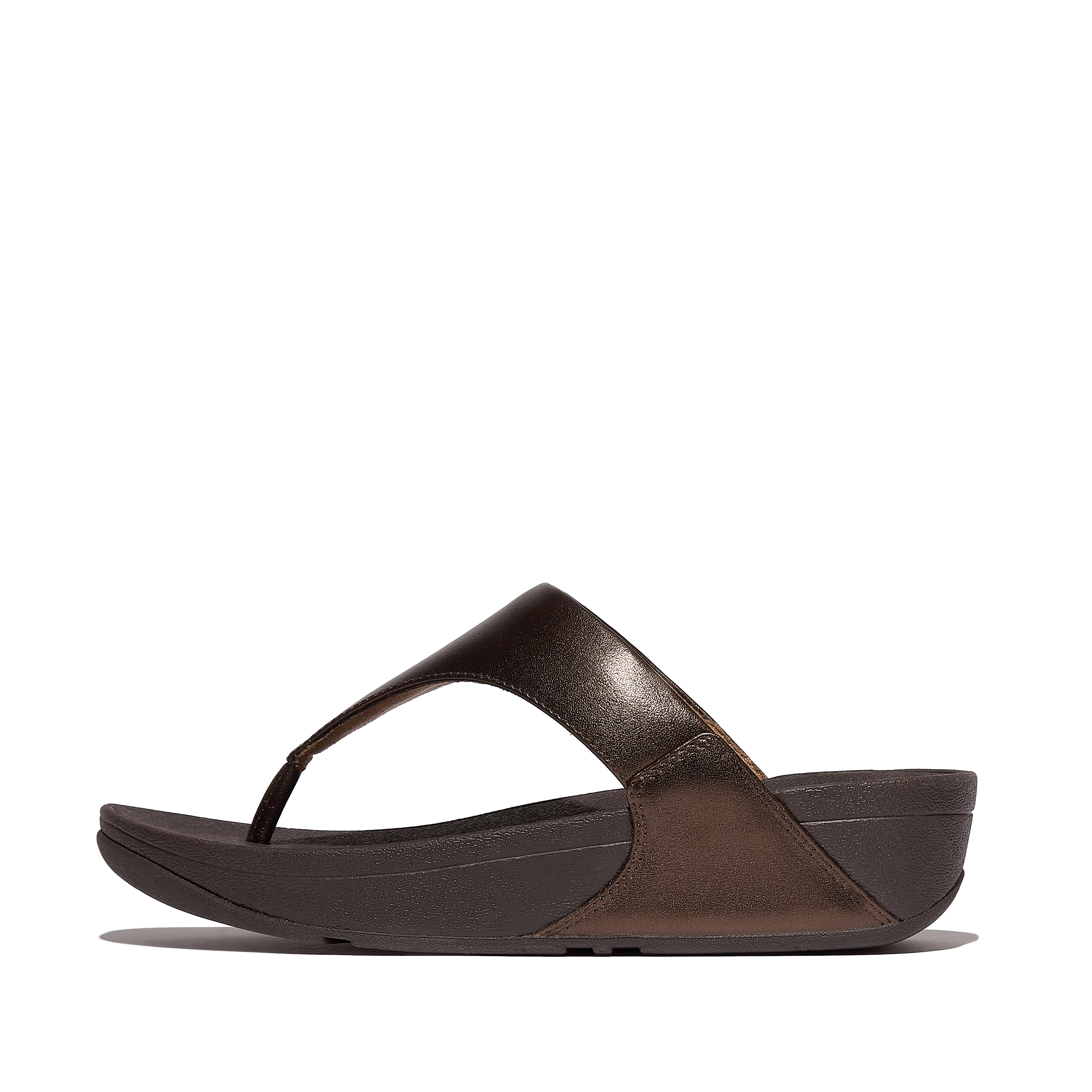 Women LULU Metallic-Leather Toe-Post Sandals