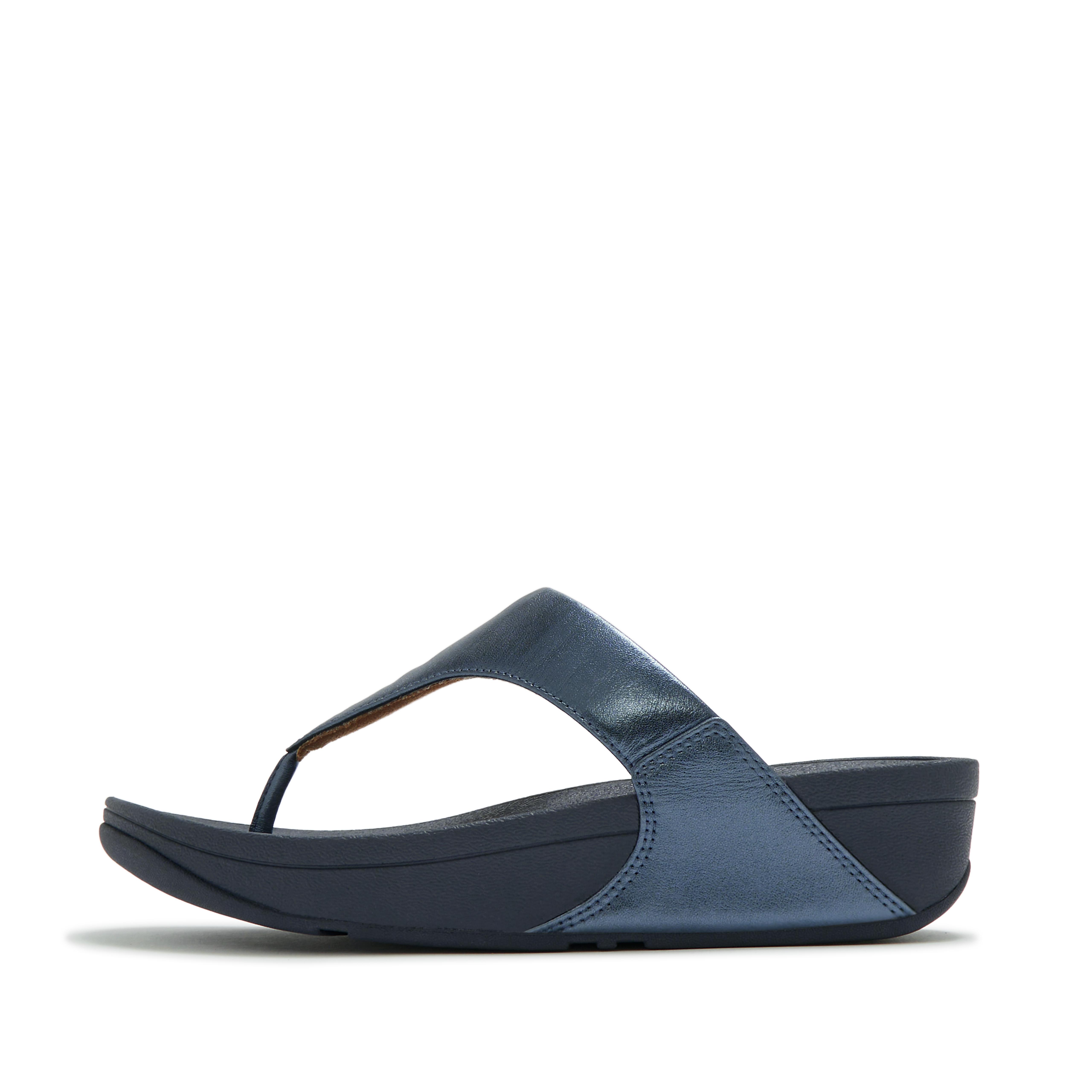 Lulu Metallic-Leather Toe-Post Sandals