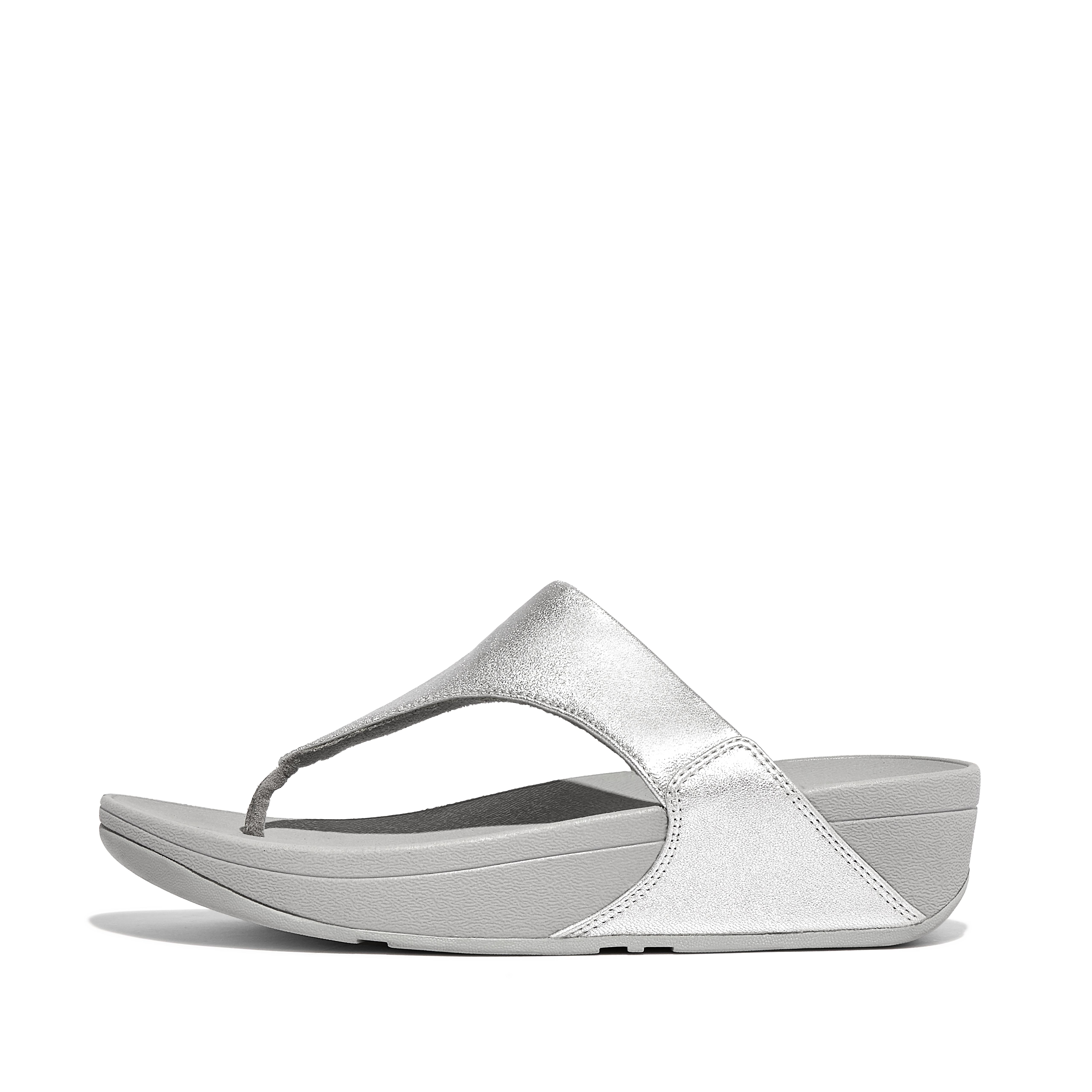 핏플랍 샌들 Fitflop Leather Toe-Post Sandals,Silver