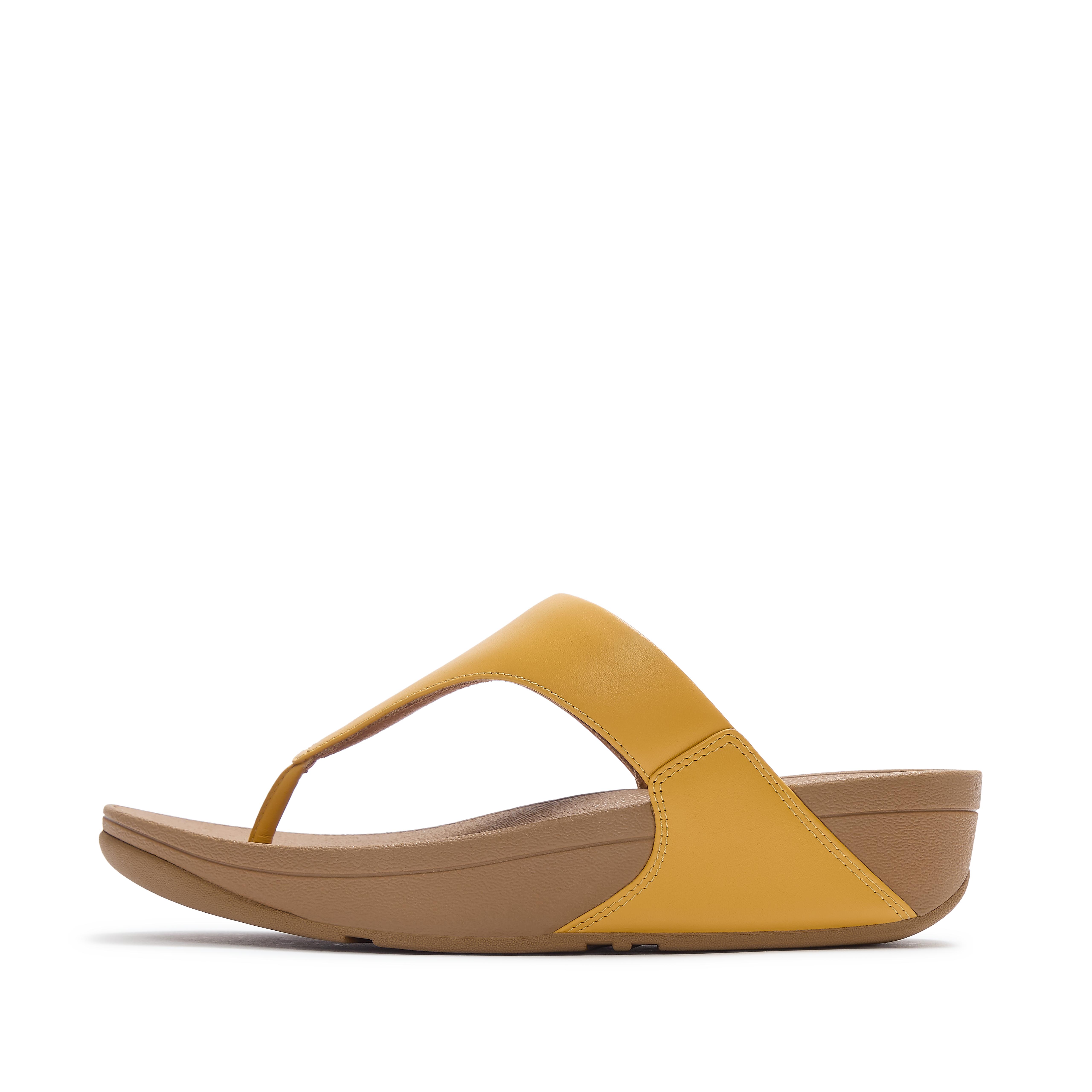 FitFlop LULU Leather Toe-Post Sandals, Full Price, Turmeric, Size: US 7
