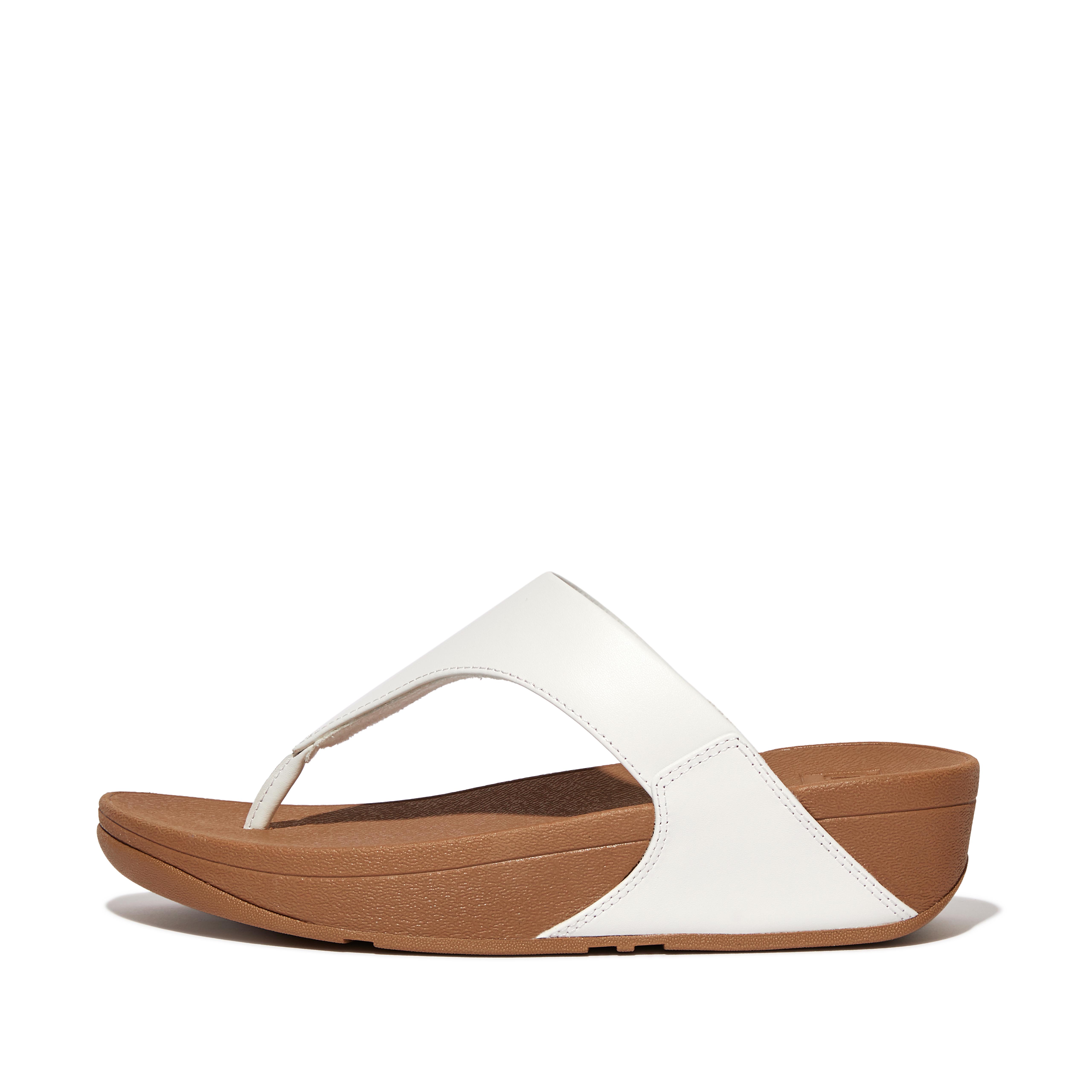 핏플랍 샌들 Fitflop Leather Toe-Post Sandals,White