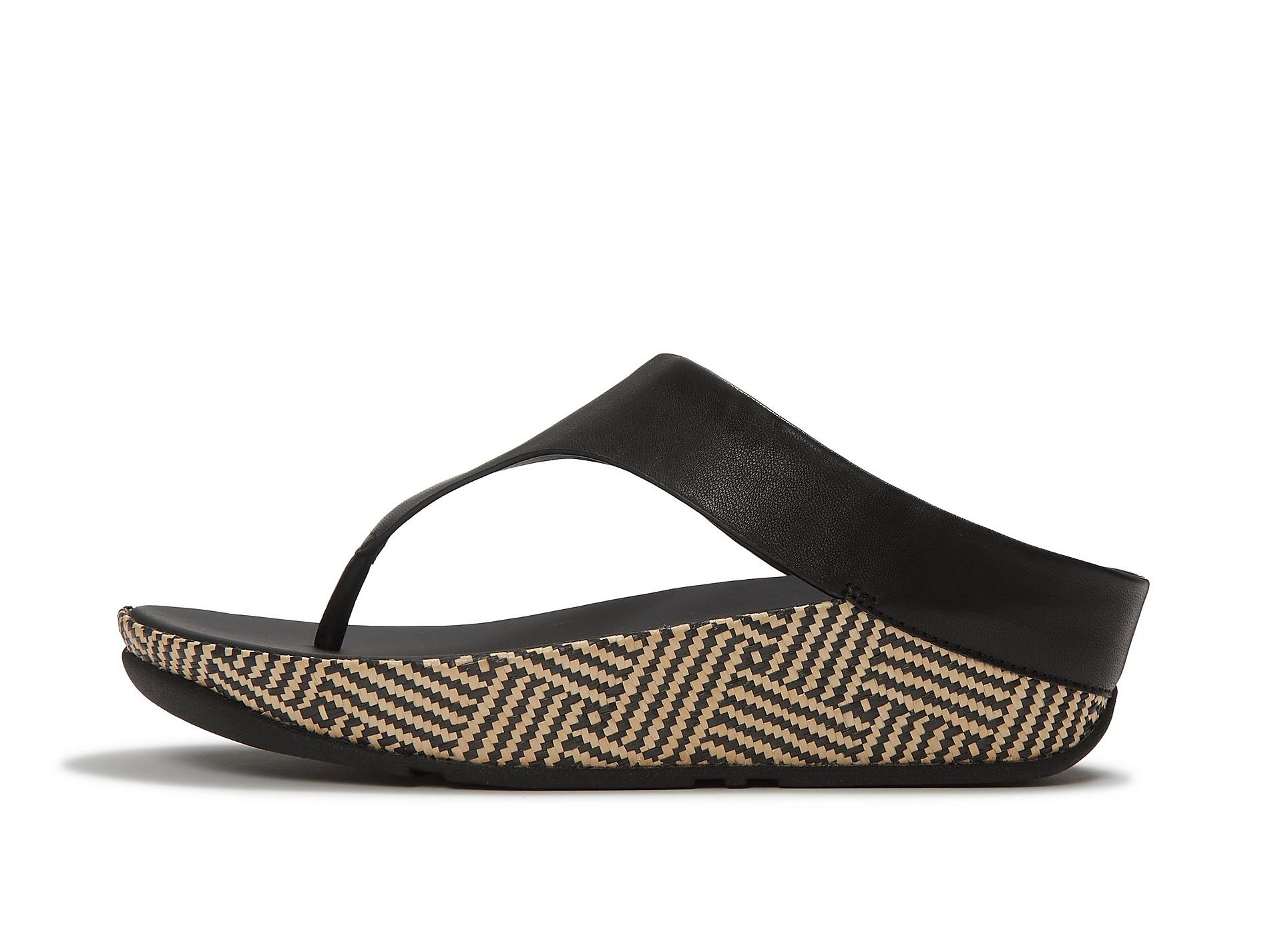 LULU Lux Graphic-Weave Leather Toe-Post Sandals