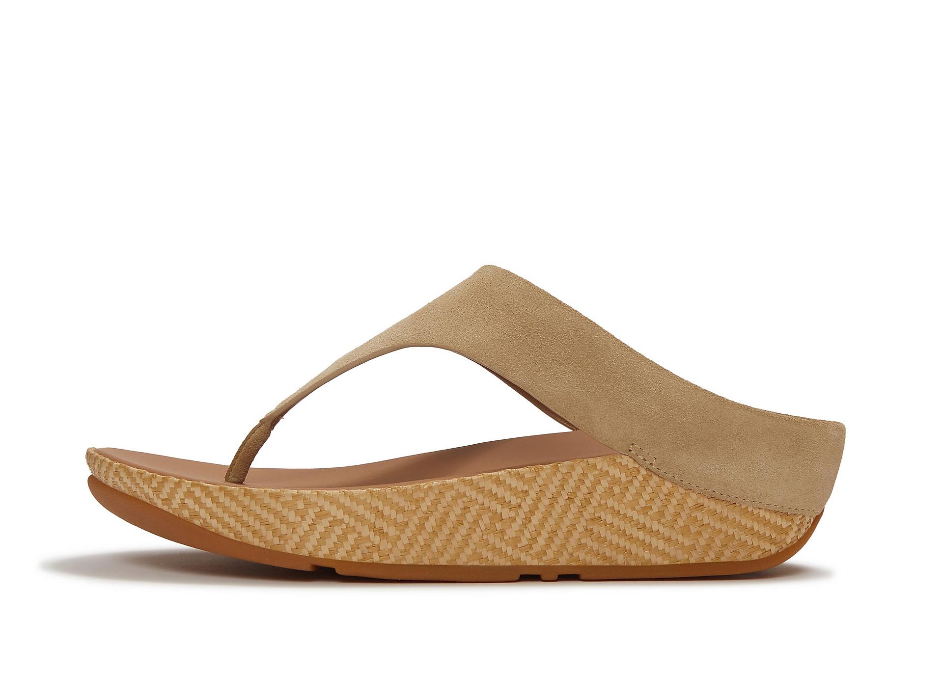 LULU Lux Graphic-Weave Suede Toe-Post Sandals