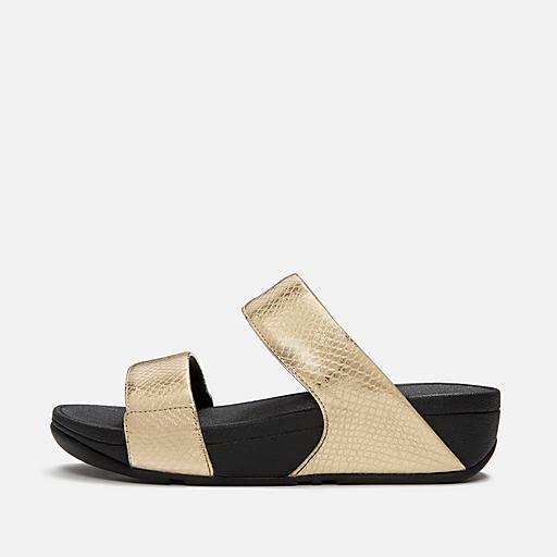 【新品・未使用】FitFlop Lulu Glitz Slides ゴールド LULU-METALLIC-SNAKE-SLIDES-