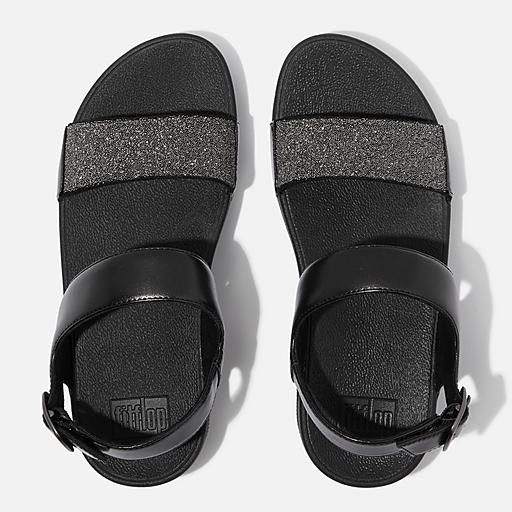 サンダル・ミュール FitFlop Lulu Leather Toe-Post Sandal Black ES8-090 Women's Lulu Microfibre-Faux-Leather-(Pu) Back-Strap-Sandals