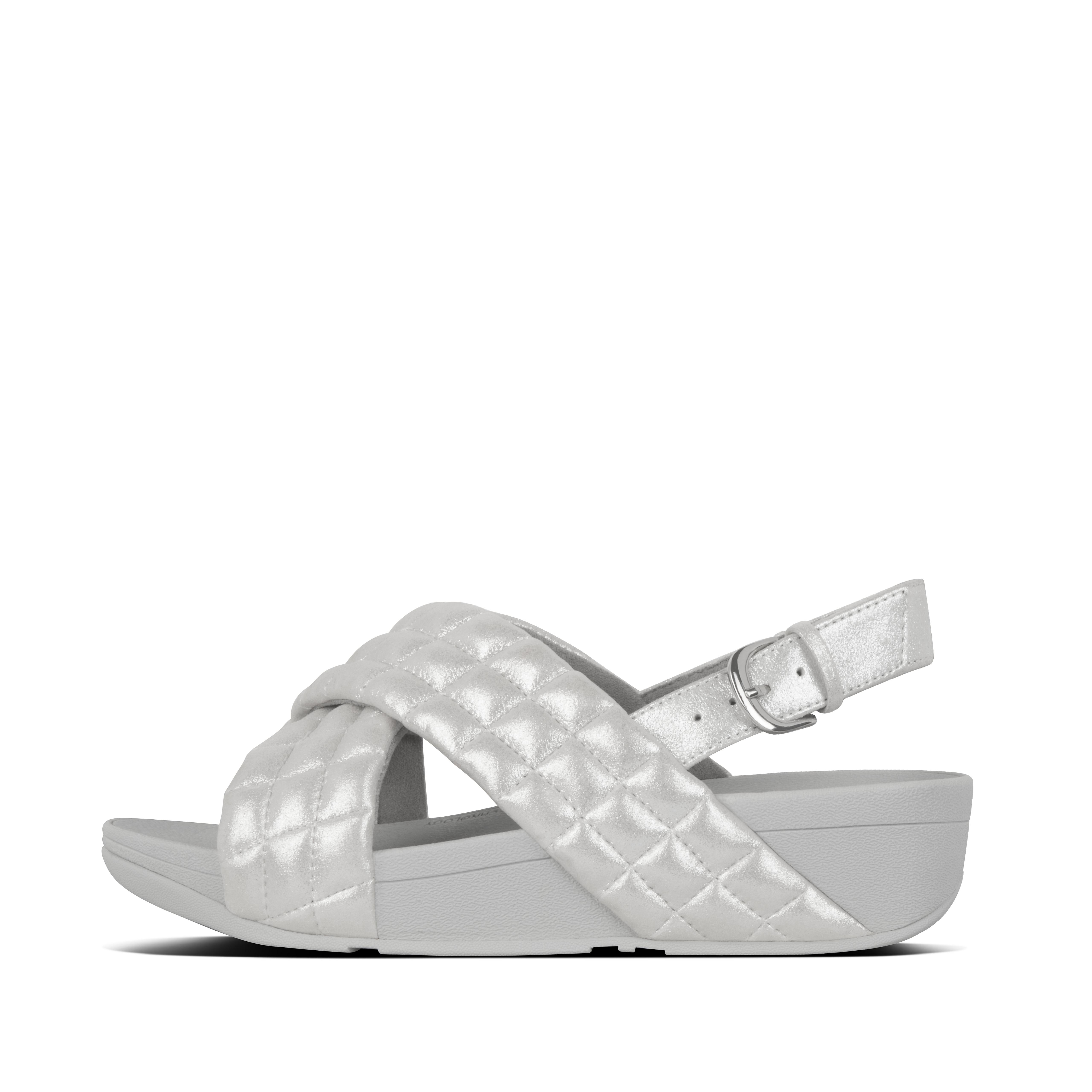 grey suede back strap sandals