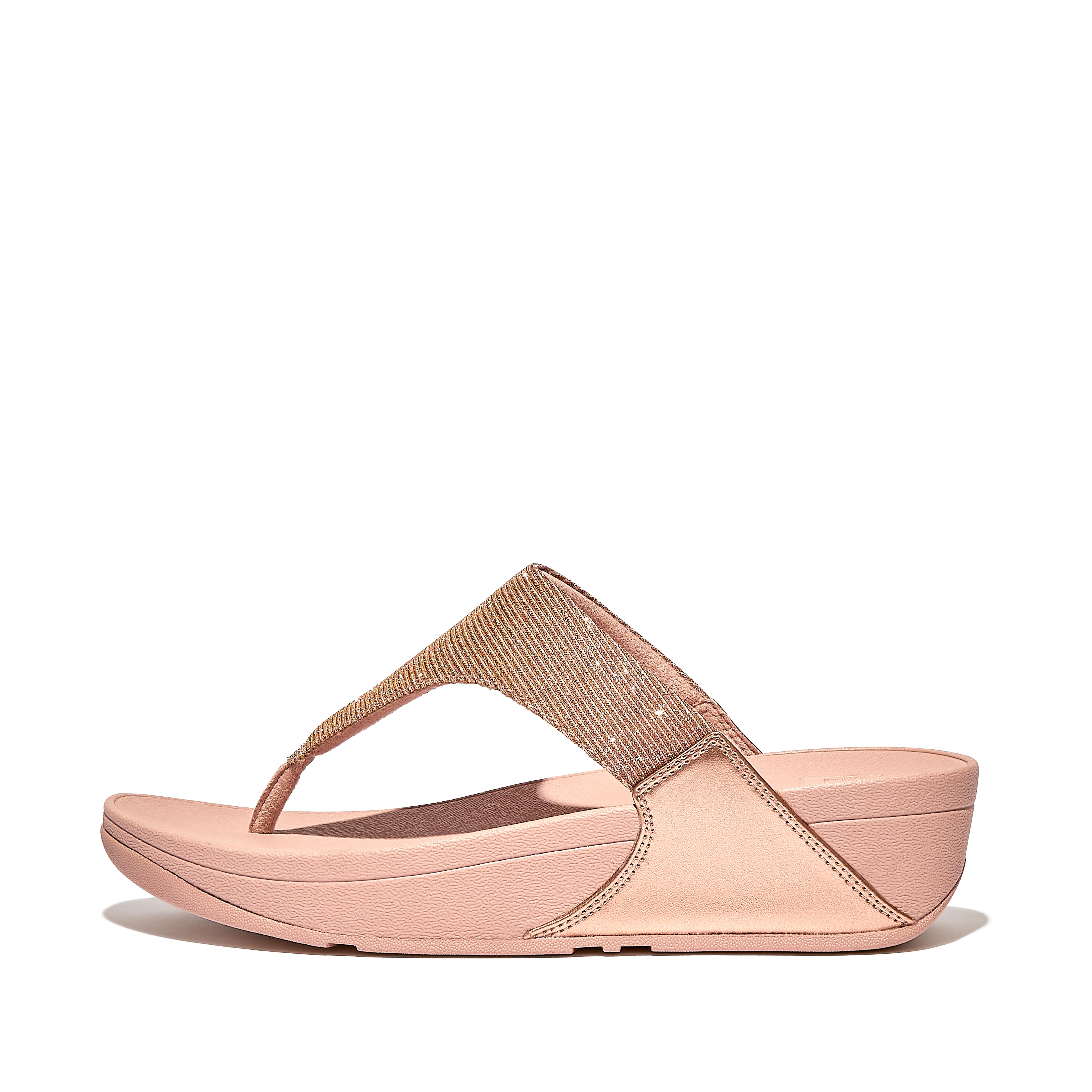 Women LULU Shimmerlux Toe-Post Sandals Leather, Outlet