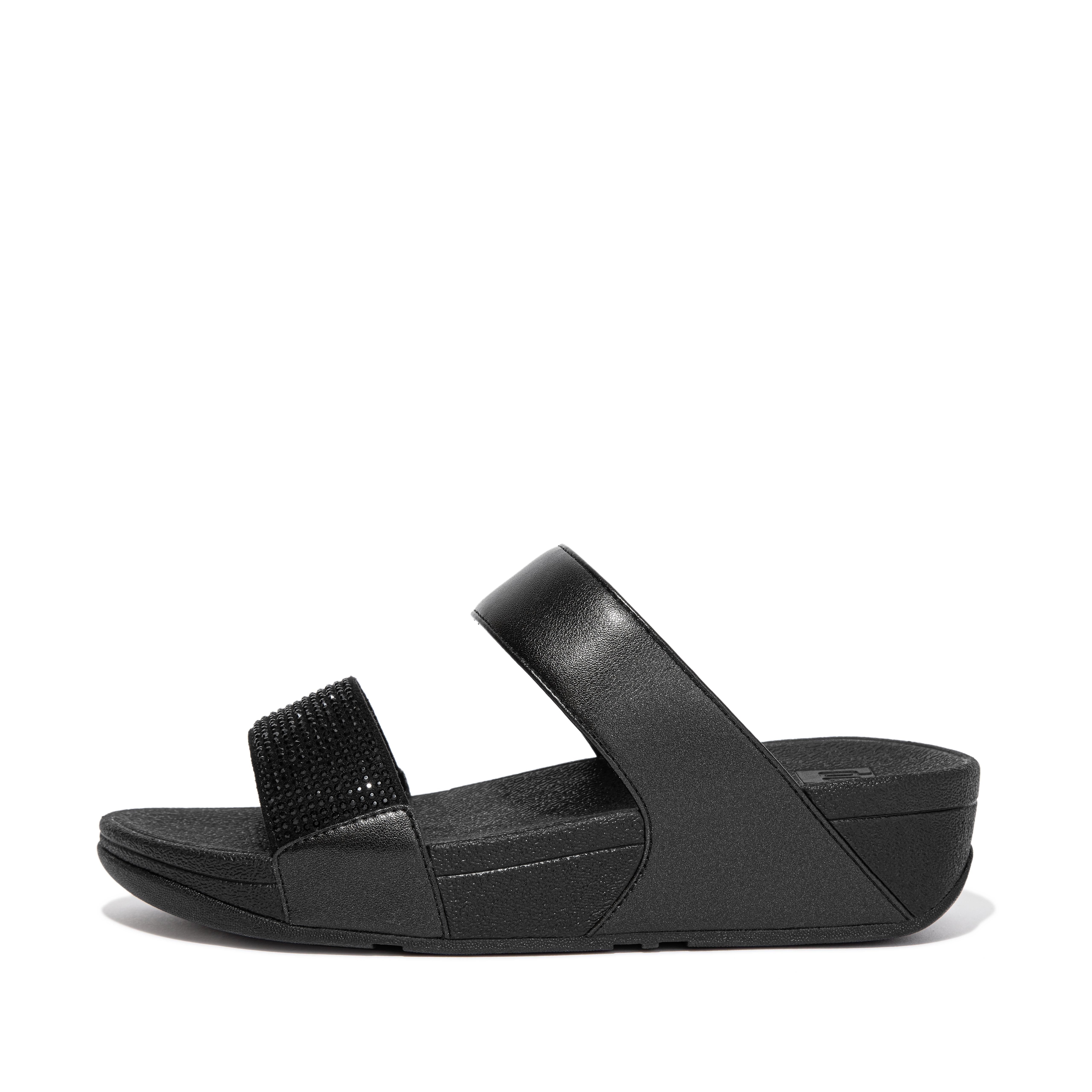 Women LULU Crystal Slides Microfibre/Faux Leather (PU), Full Price