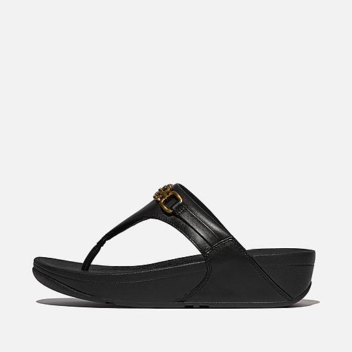 Women's Lulu Square-Chain Leather Toe-Posts Fitflop UK