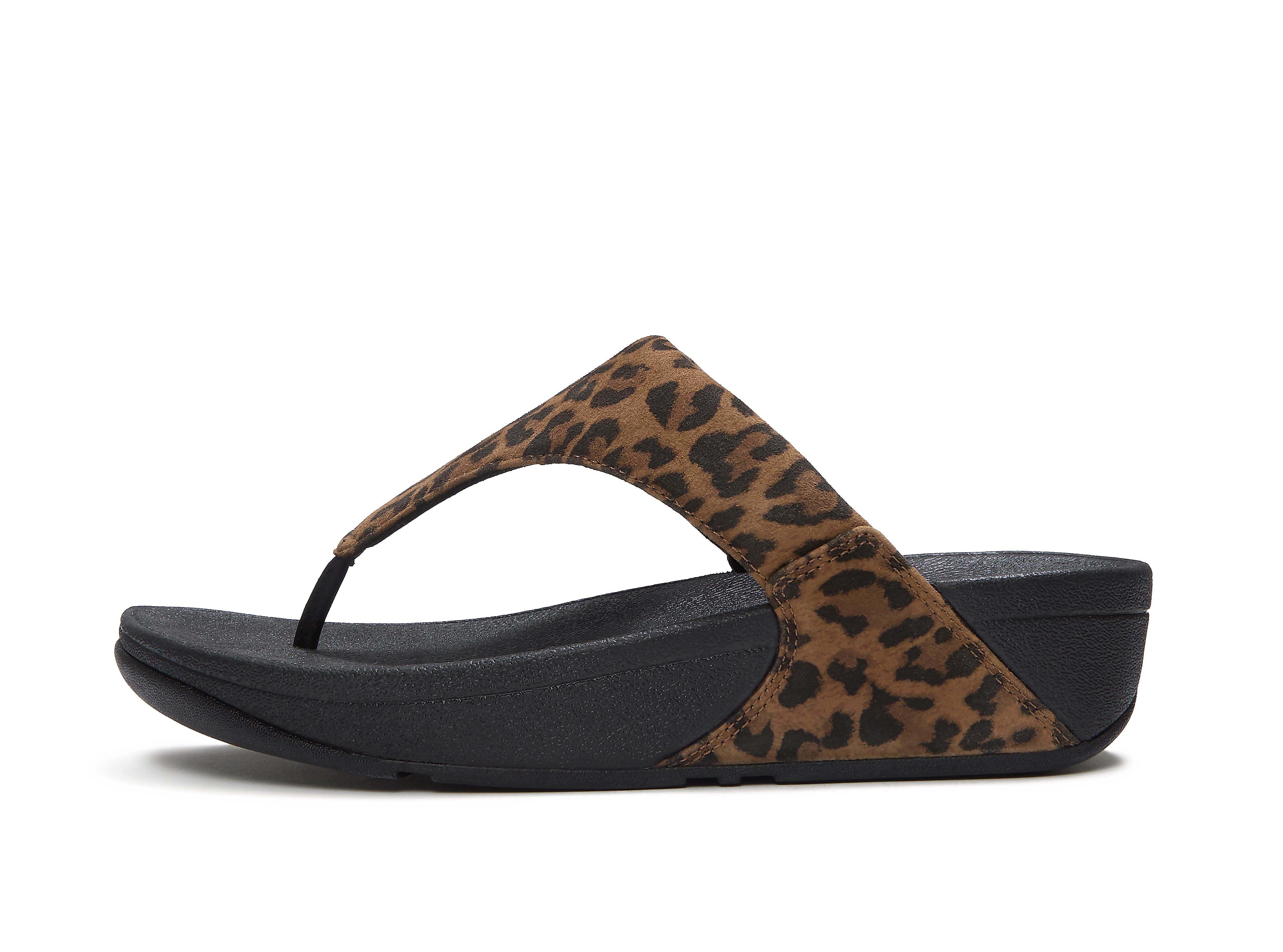 LULU Leopard Suede Toe-Post Sandals