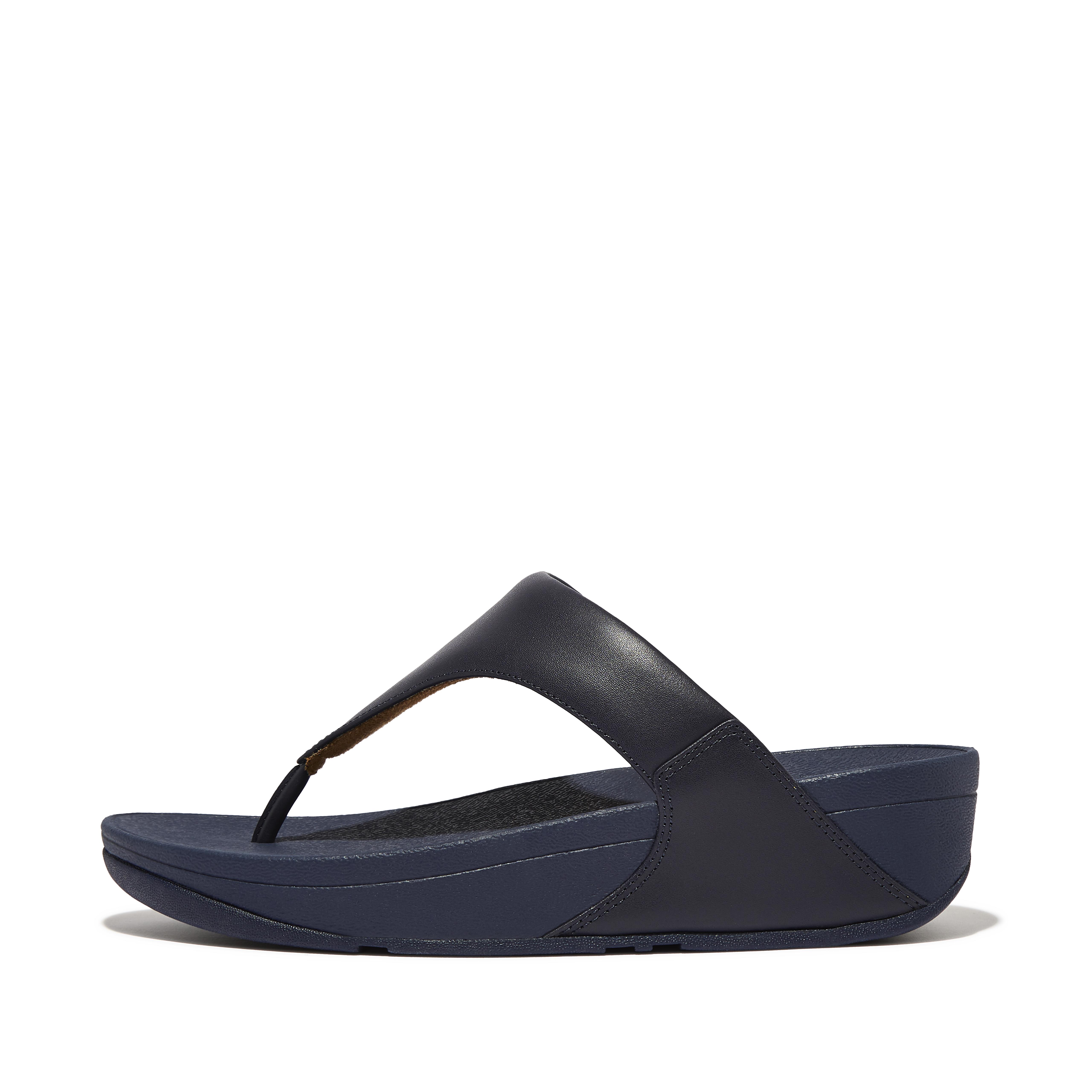 핏플랍 샌들 Fitflop Leather Toe-Post Sandals,Deep Blue