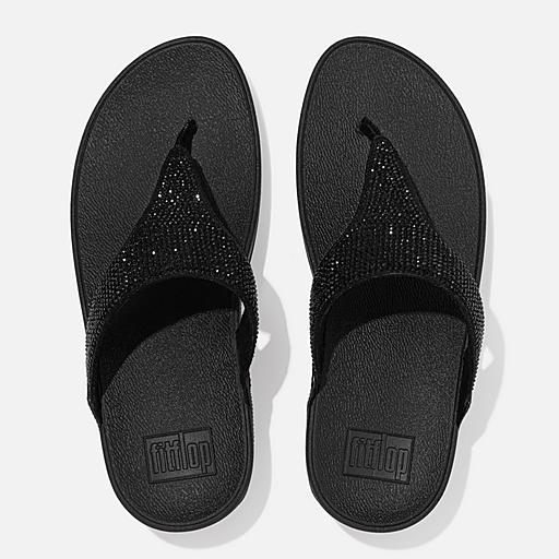 fitflop グリッターサンダルBLACK　　US6 23センチ Women's Lulu Crystal Textile Toe-Posts | FitFlop US