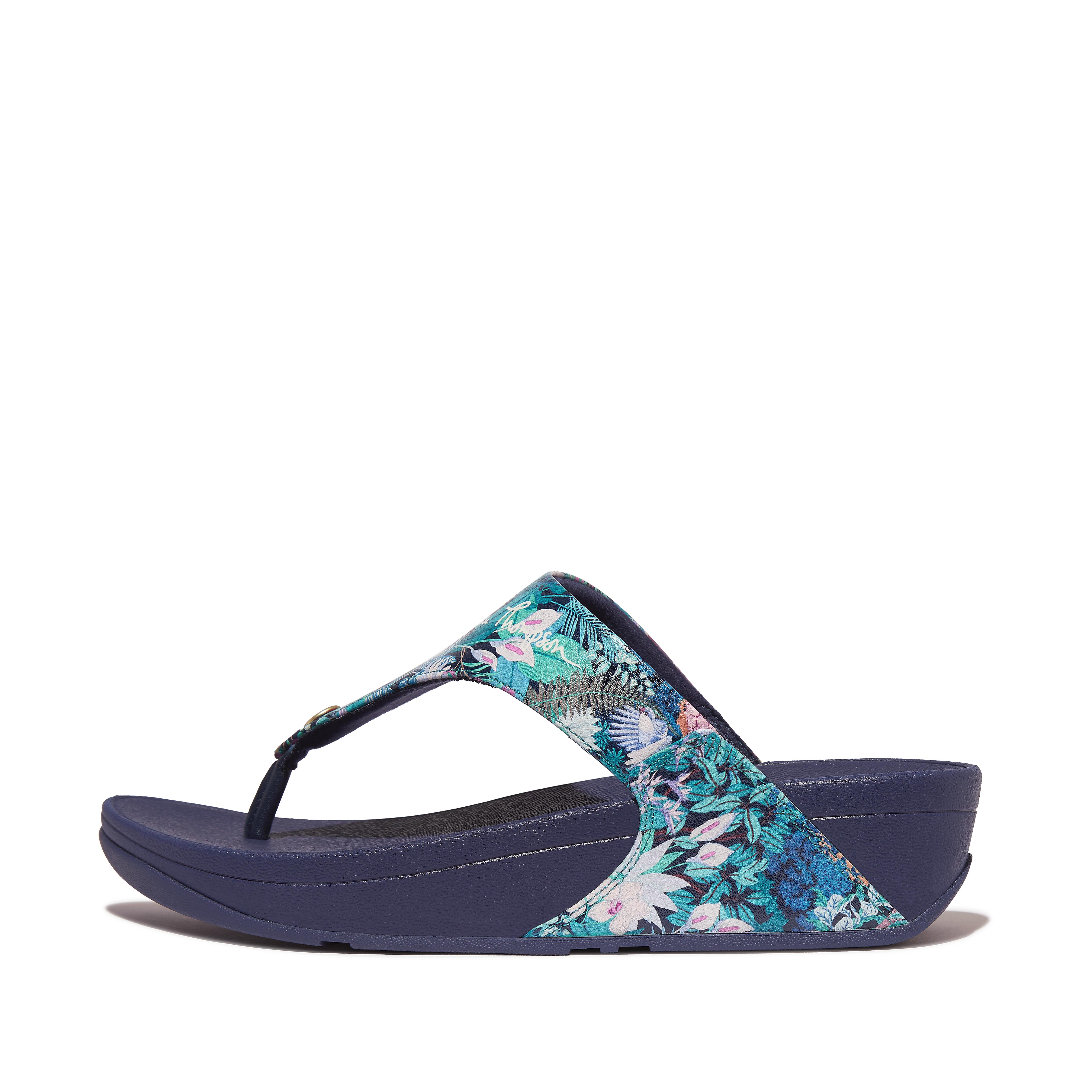 Fitflop X Jim Thompson Limited-Edition Leather Toe-Post Sandals,heritage blue
