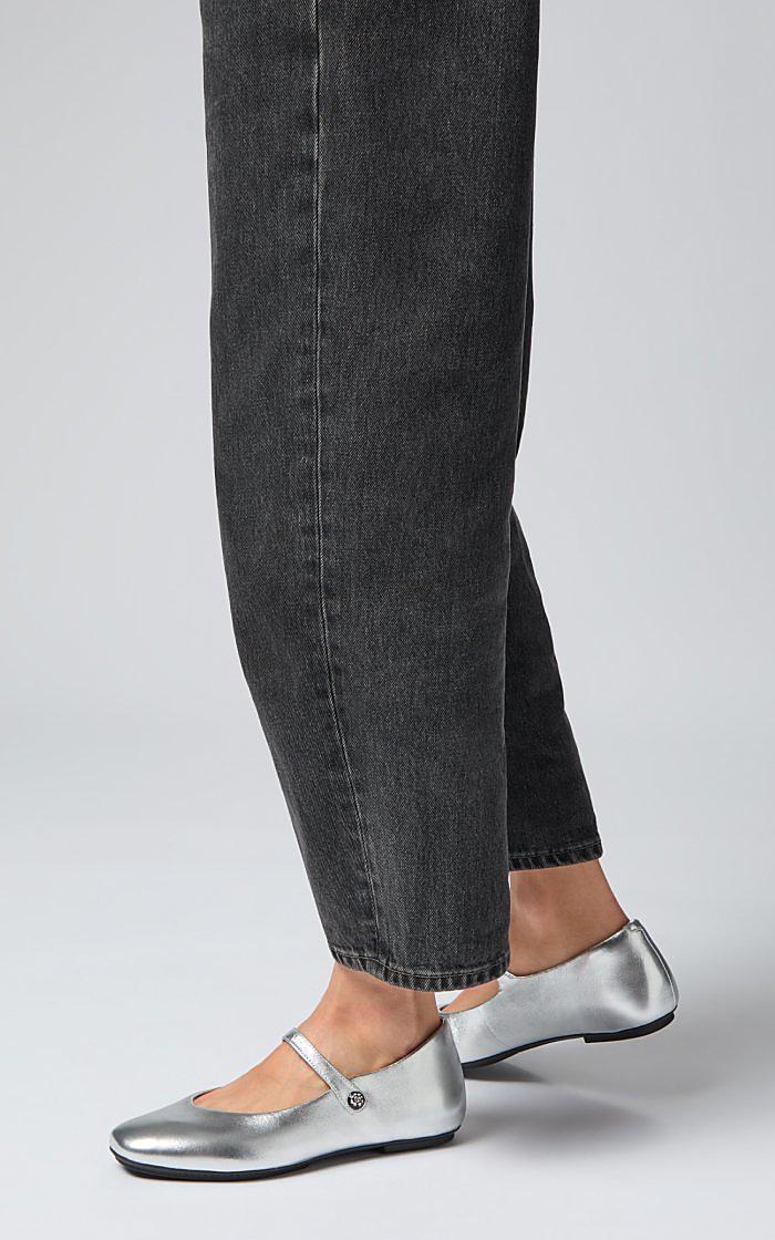 DELICATO Crystal-Cluster Metallic-Leather Mary Janes