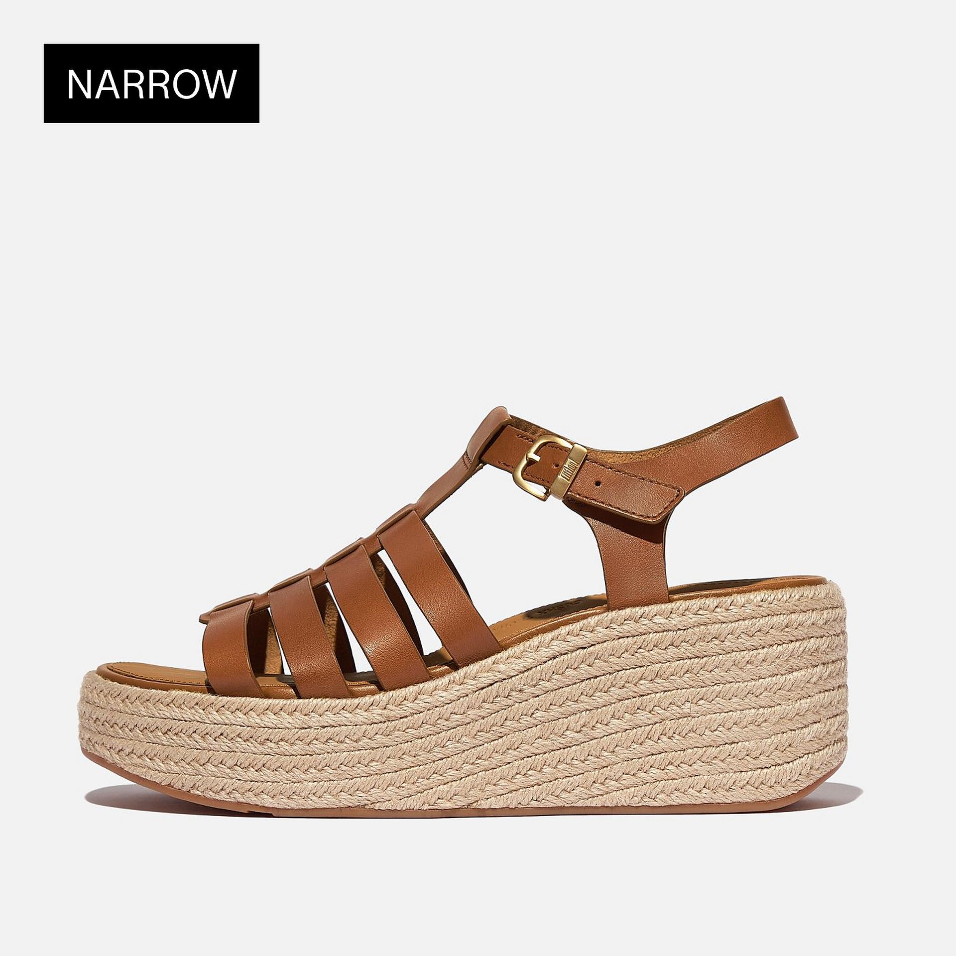 PLATFFORMS Espadrille Leather Fisherman Wedge Sandals