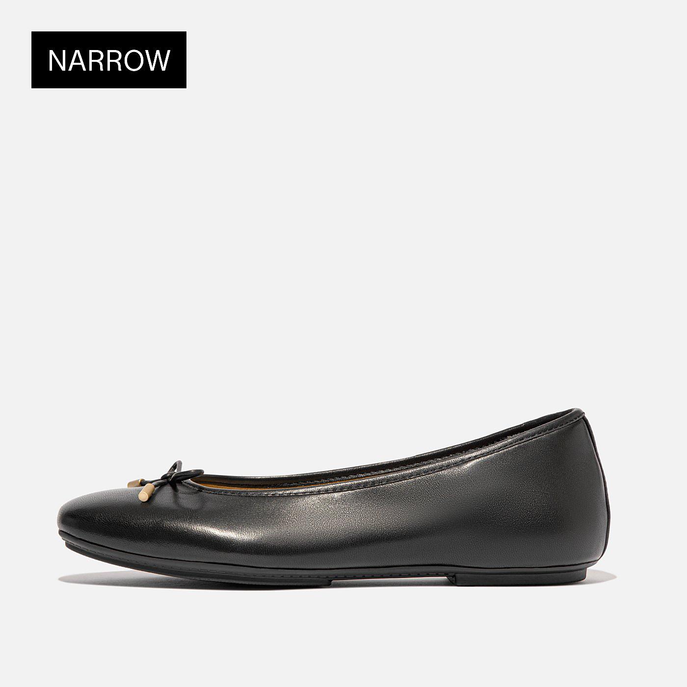 DELICATO Bow Soft Leather Ballerinas