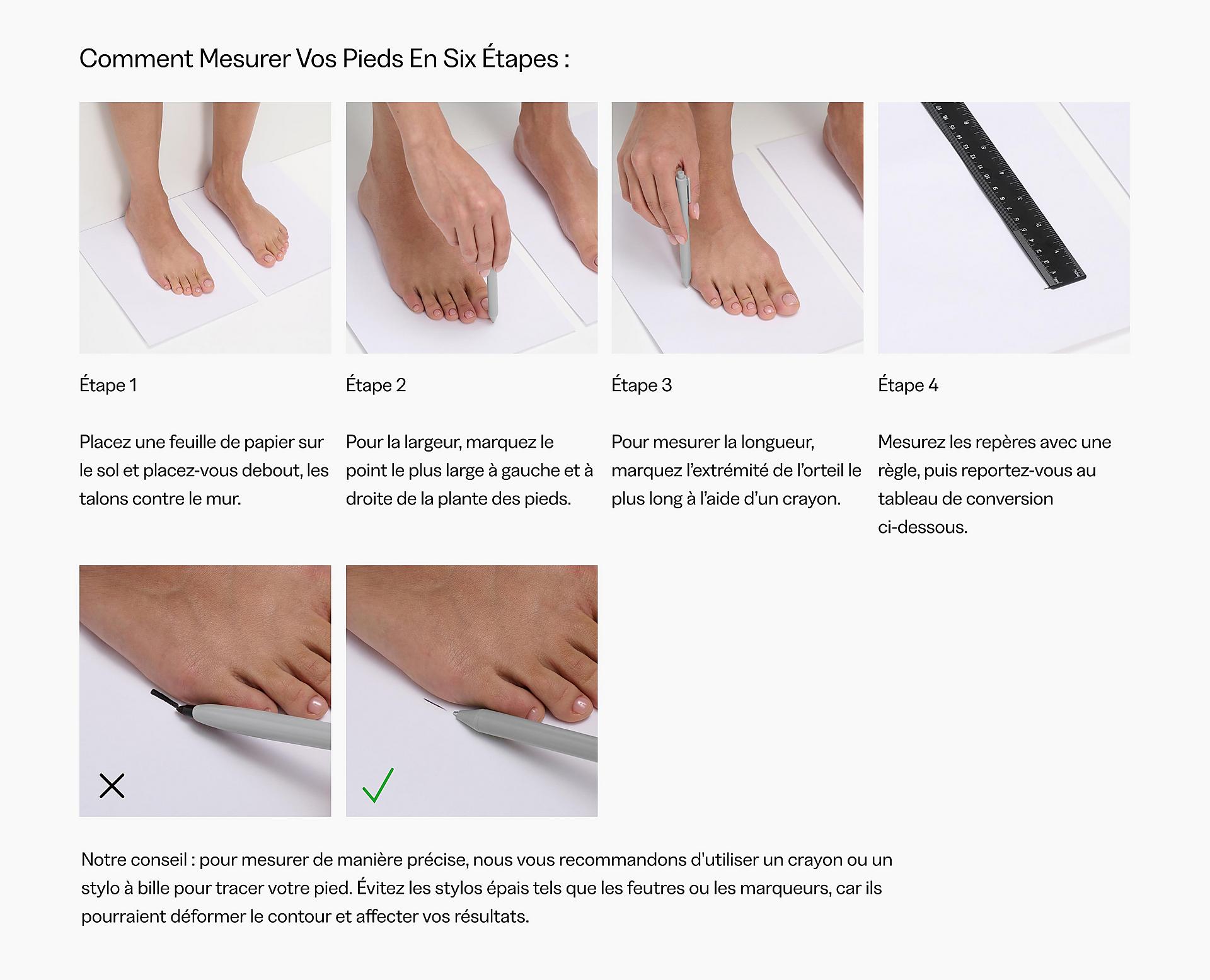 Instructions de mesure de FitFlop CA