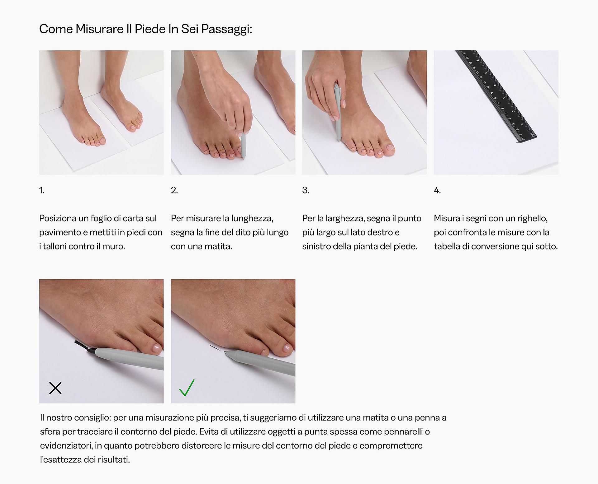 Istruzioni per la misurazione da FitFlop EU