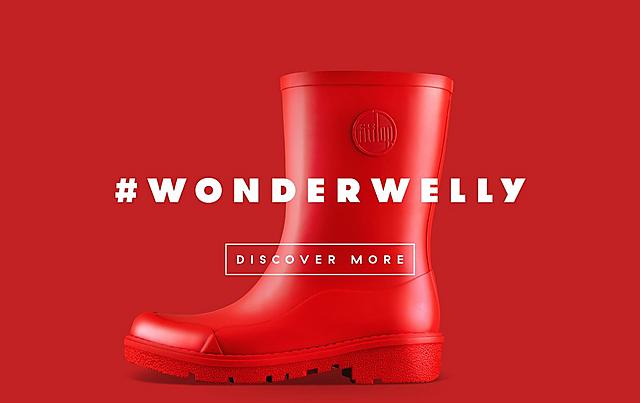 Fitflop Revolutionary WonderWelly boot, a tall welly boot in black colour.