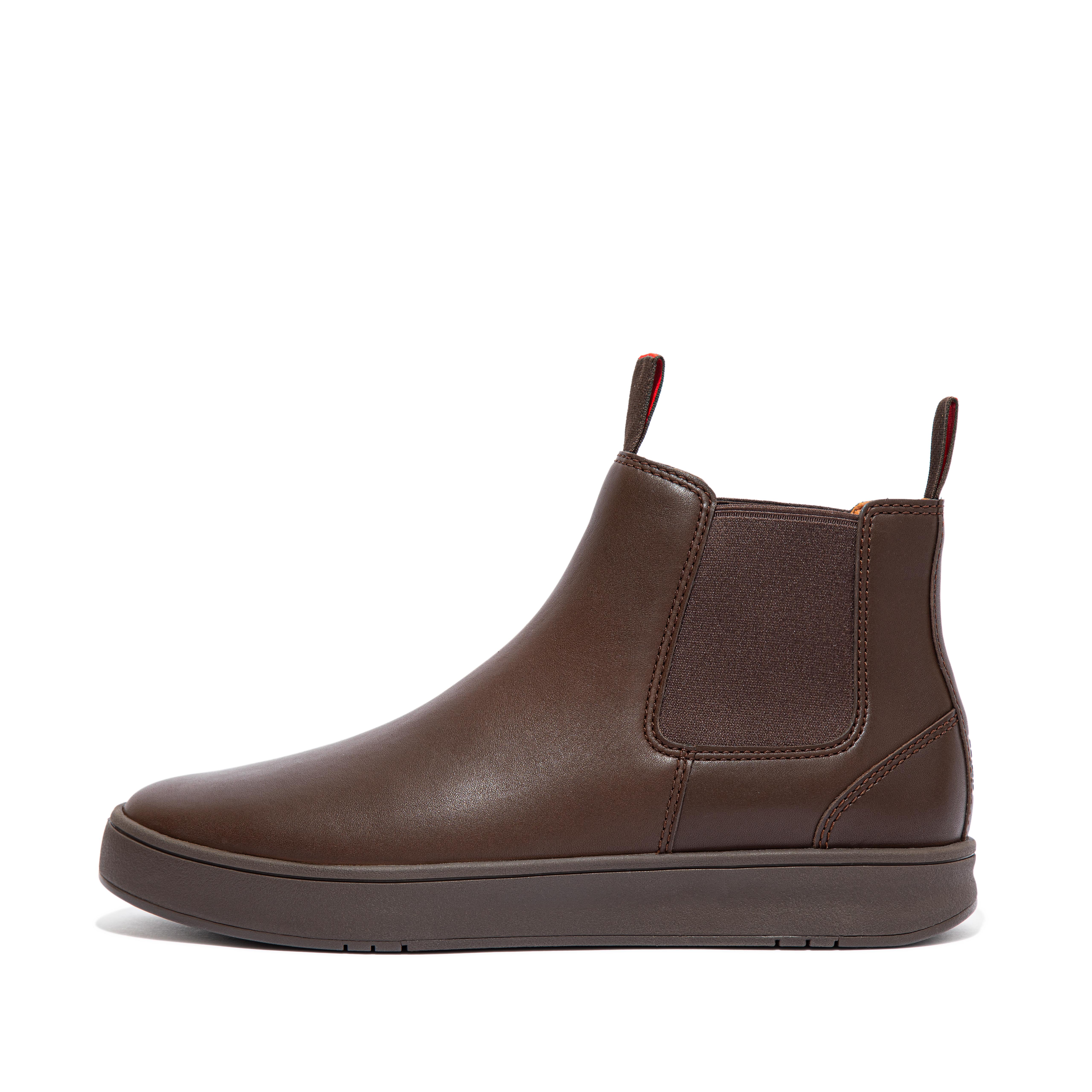 핏플랍 FitFlop MARGAN Mens Waterproof Leather Chelsea Boots,Chocolate