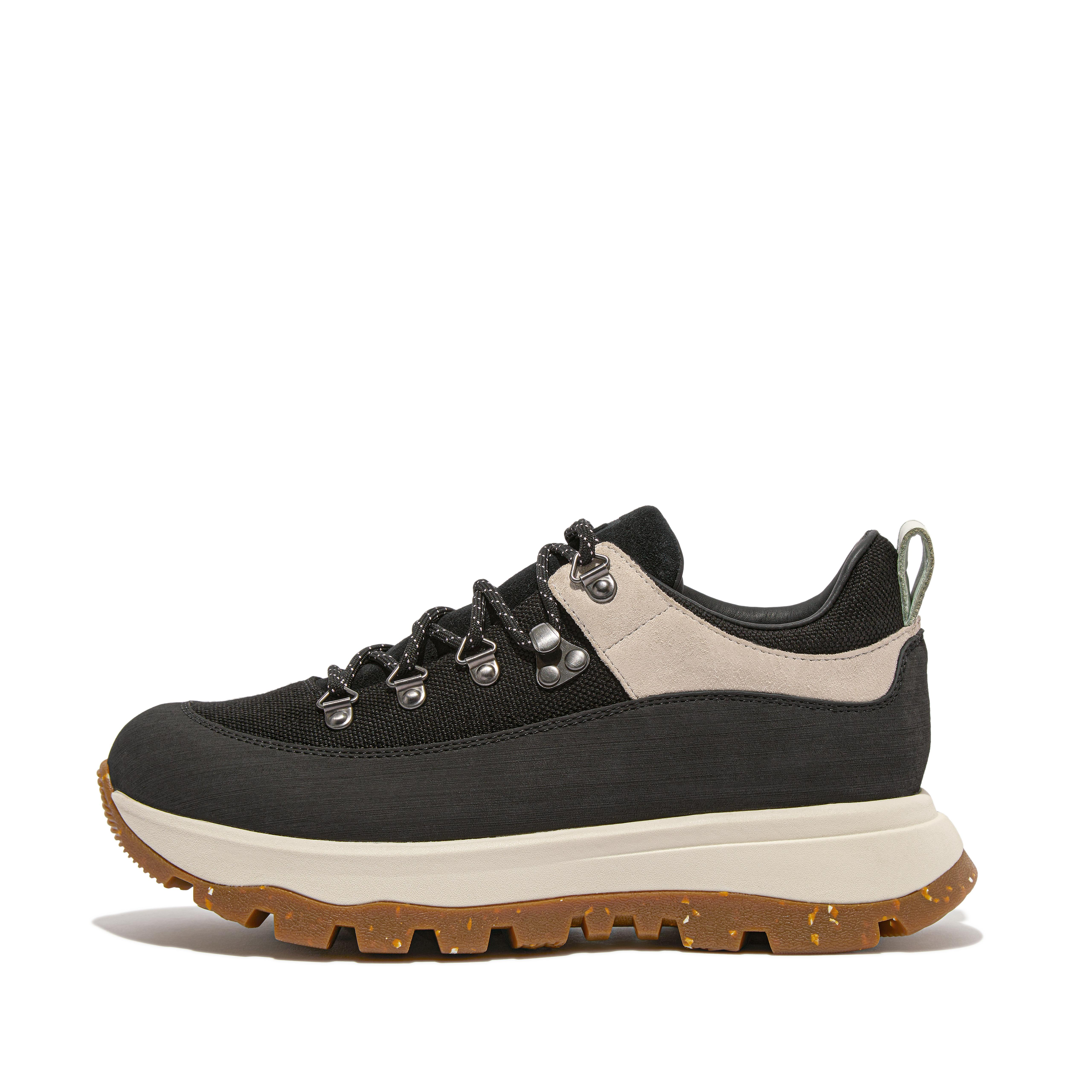 Fitflop Waterproof Canvas/Suede Walking Sneakers,Black