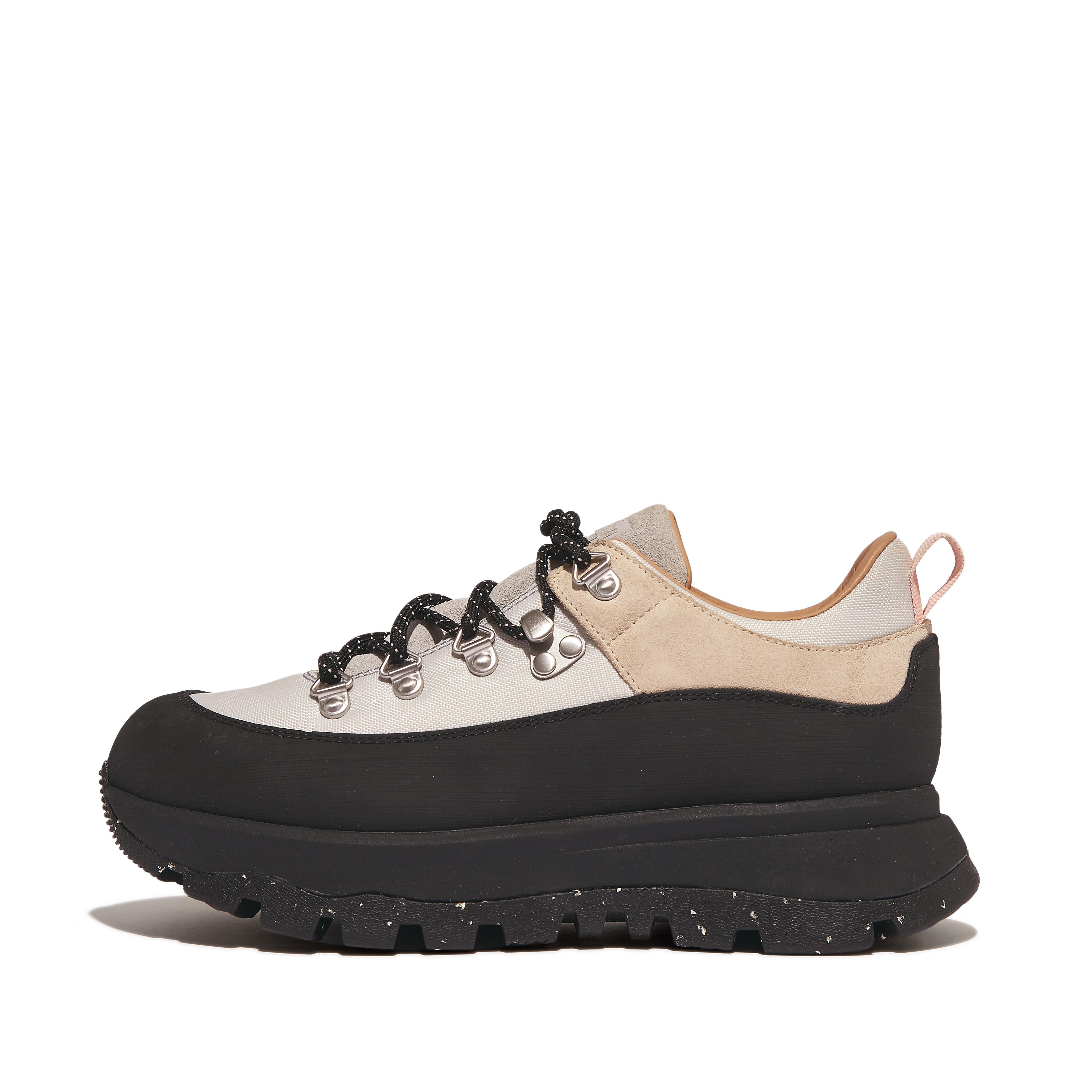 핏플랍 Fitflop Waterproof Fabric/Suede Walking Sneakers,Black Mix
