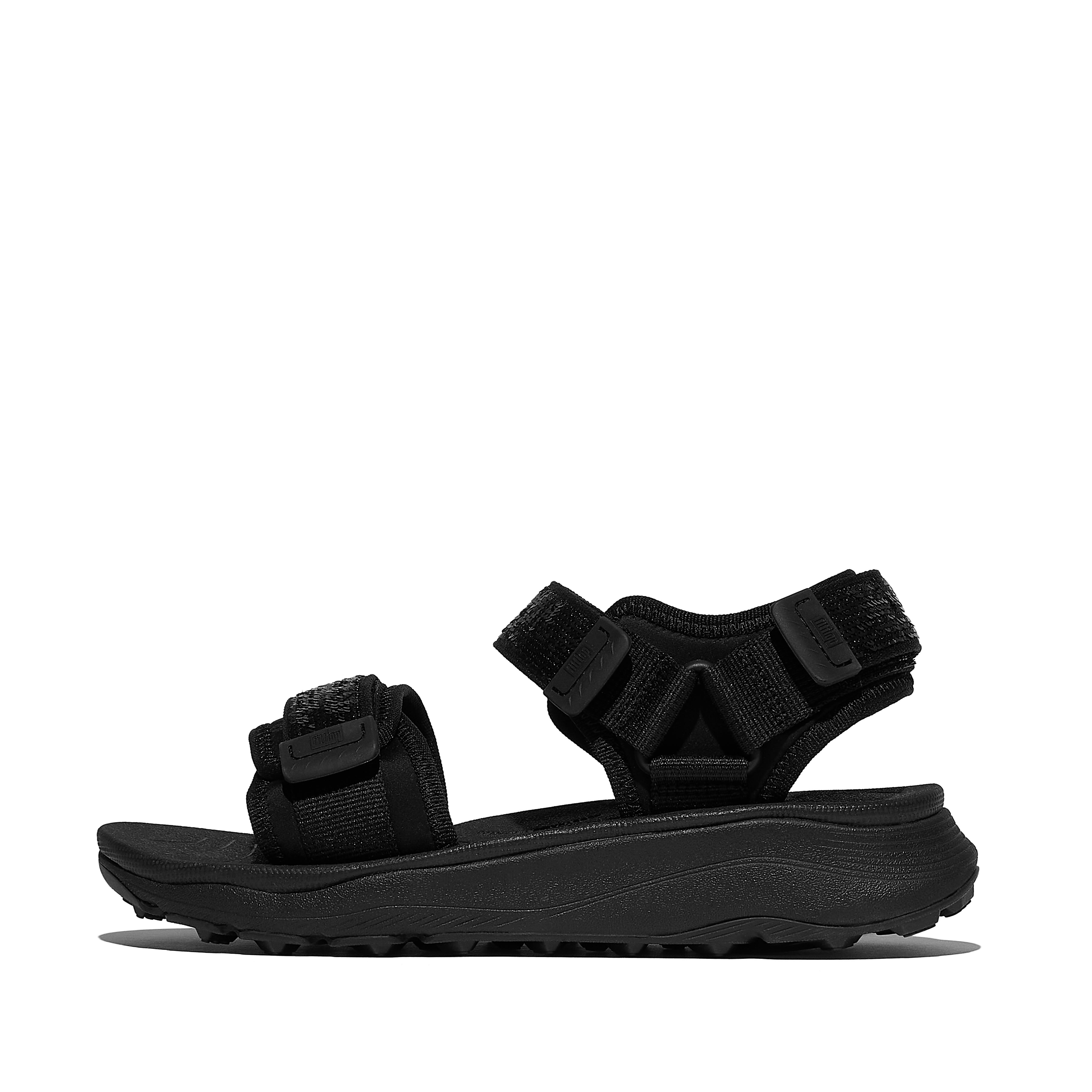 FitFlop NEO-D-HYKER Sandals Polyester Webbing Nylon, Outlet, All Black, Size: US 7