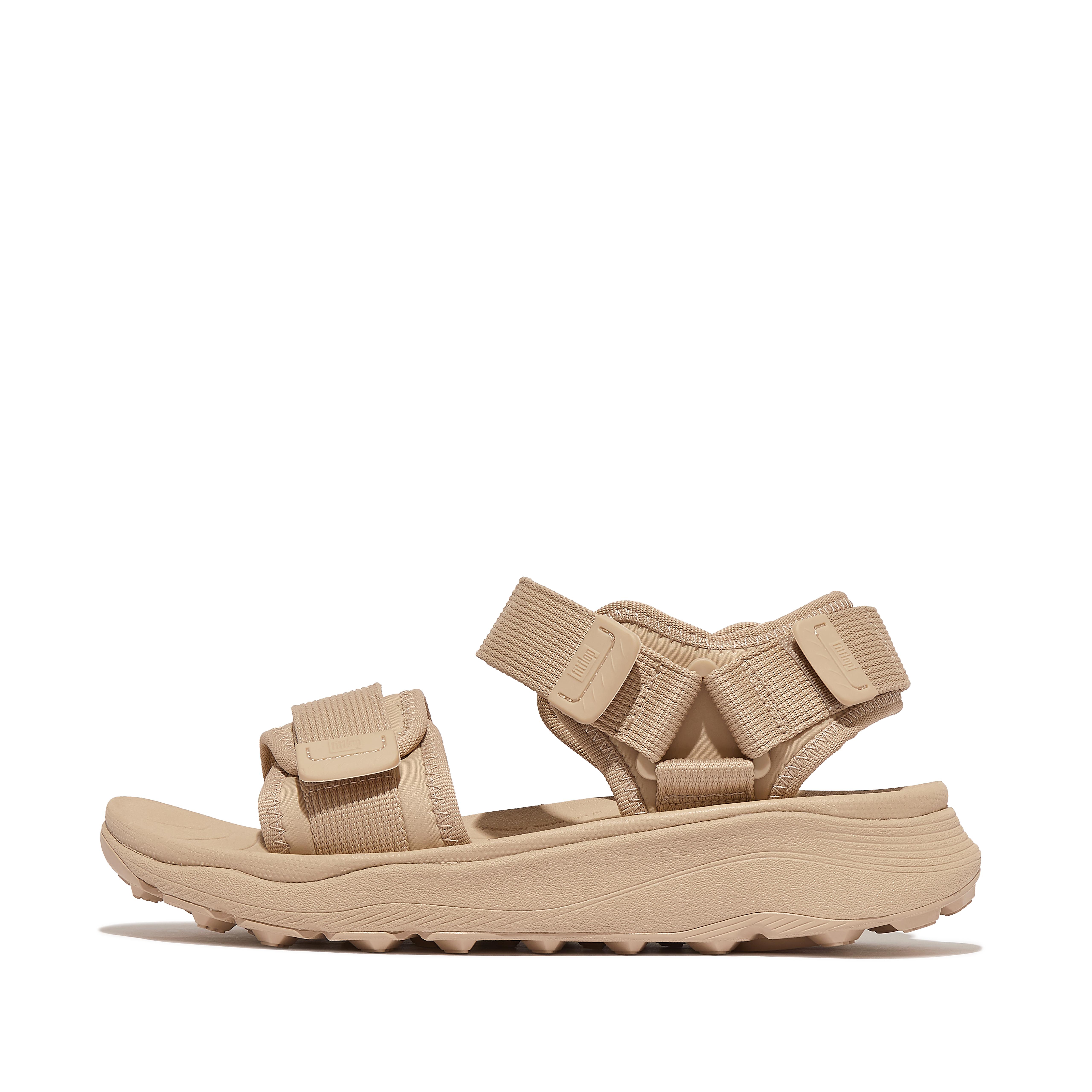 FitFlop NEO-D-HYKER Sandals Webbing Polyester Fabric, Full Price, Latte Beige, Size: US 6