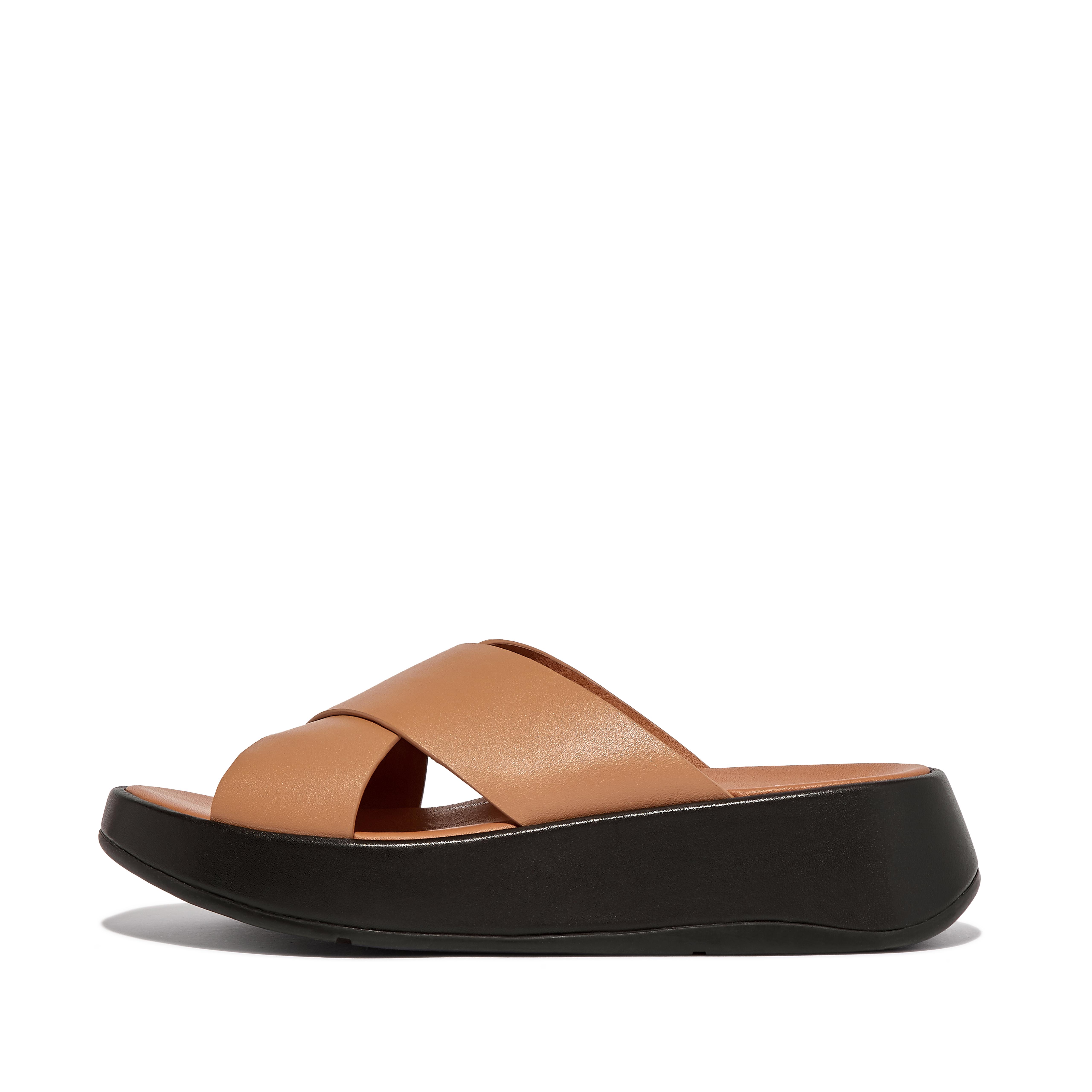 Fitflop Luxe Leather Flatform Cross Slides