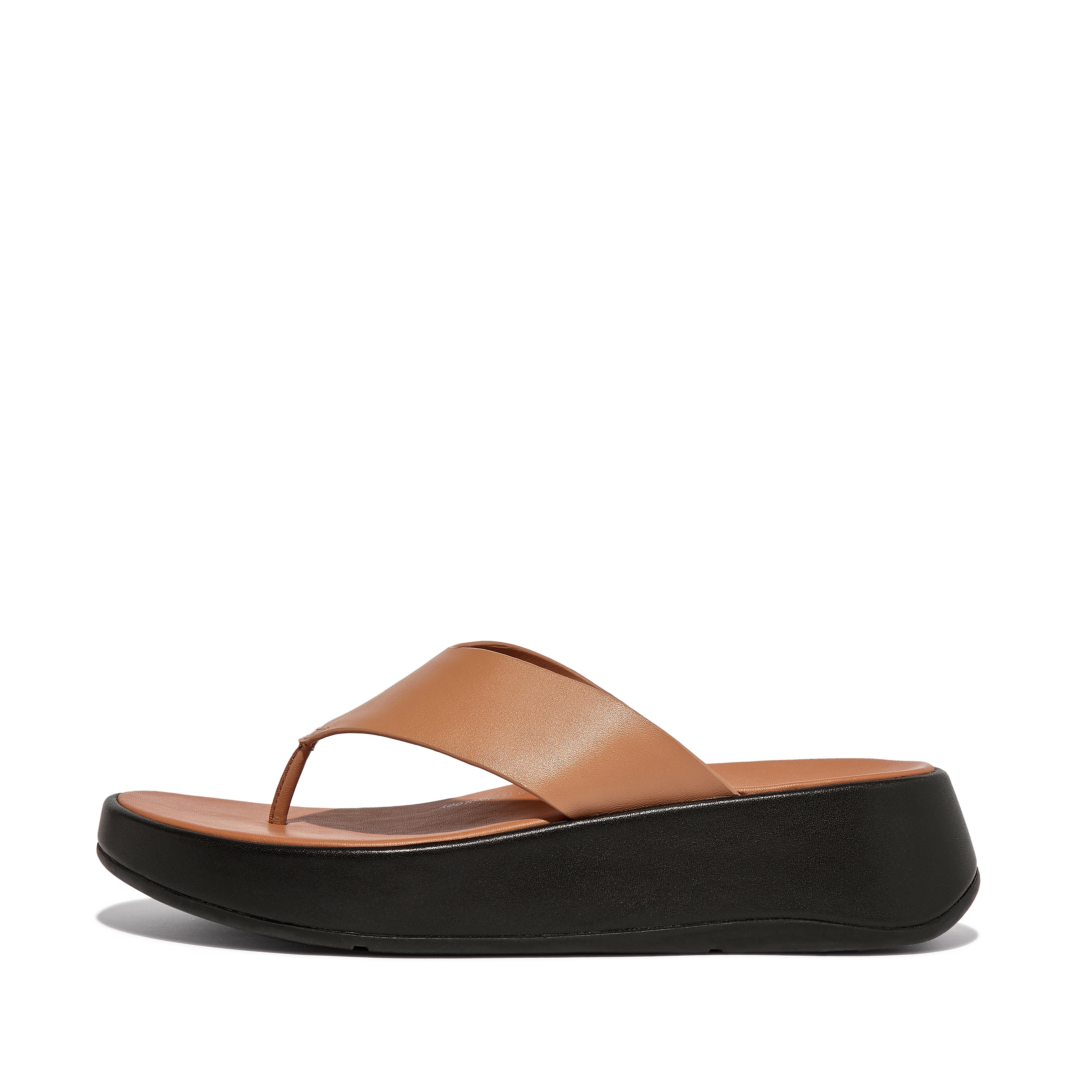 핏플랍 샌들 Fitflop Luxe Leather Flatform Toe-Post Sandals,Latte Tan