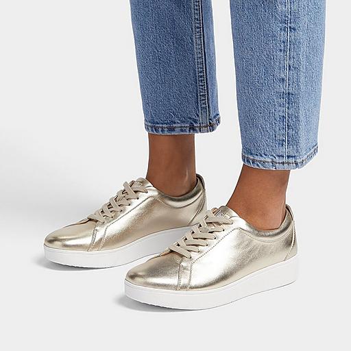 Metallic Leather Trainers