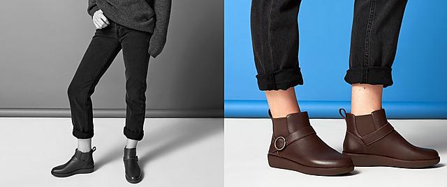 Fitflop Women's chelsea boots in dark brown colour with buckle detail