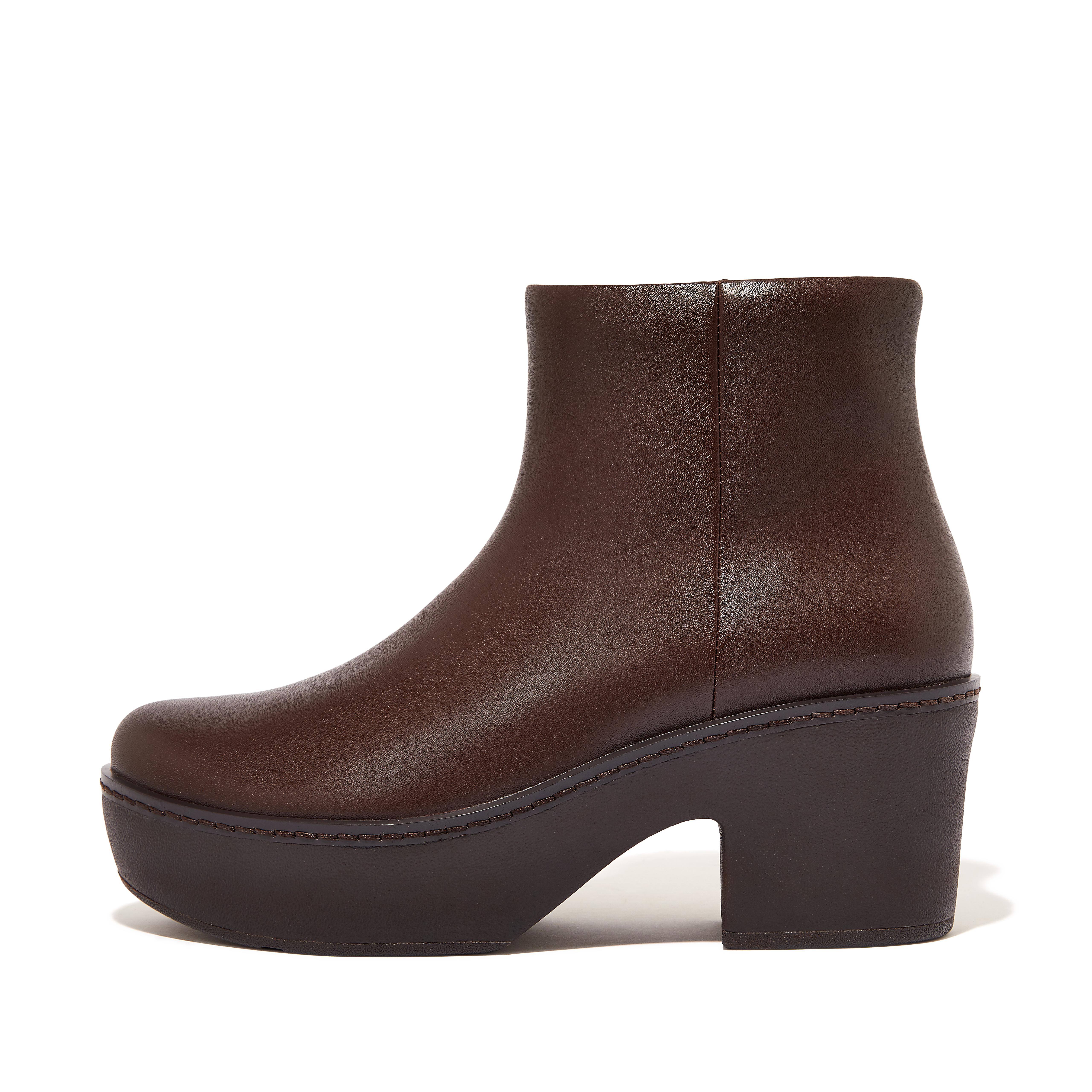 Women's Pilar Leather Platform Ankle Boots | FitFlop US