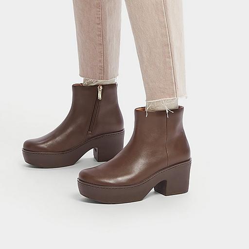 Women's Pilar Leather Platform Ankle Boots | FitFlop US