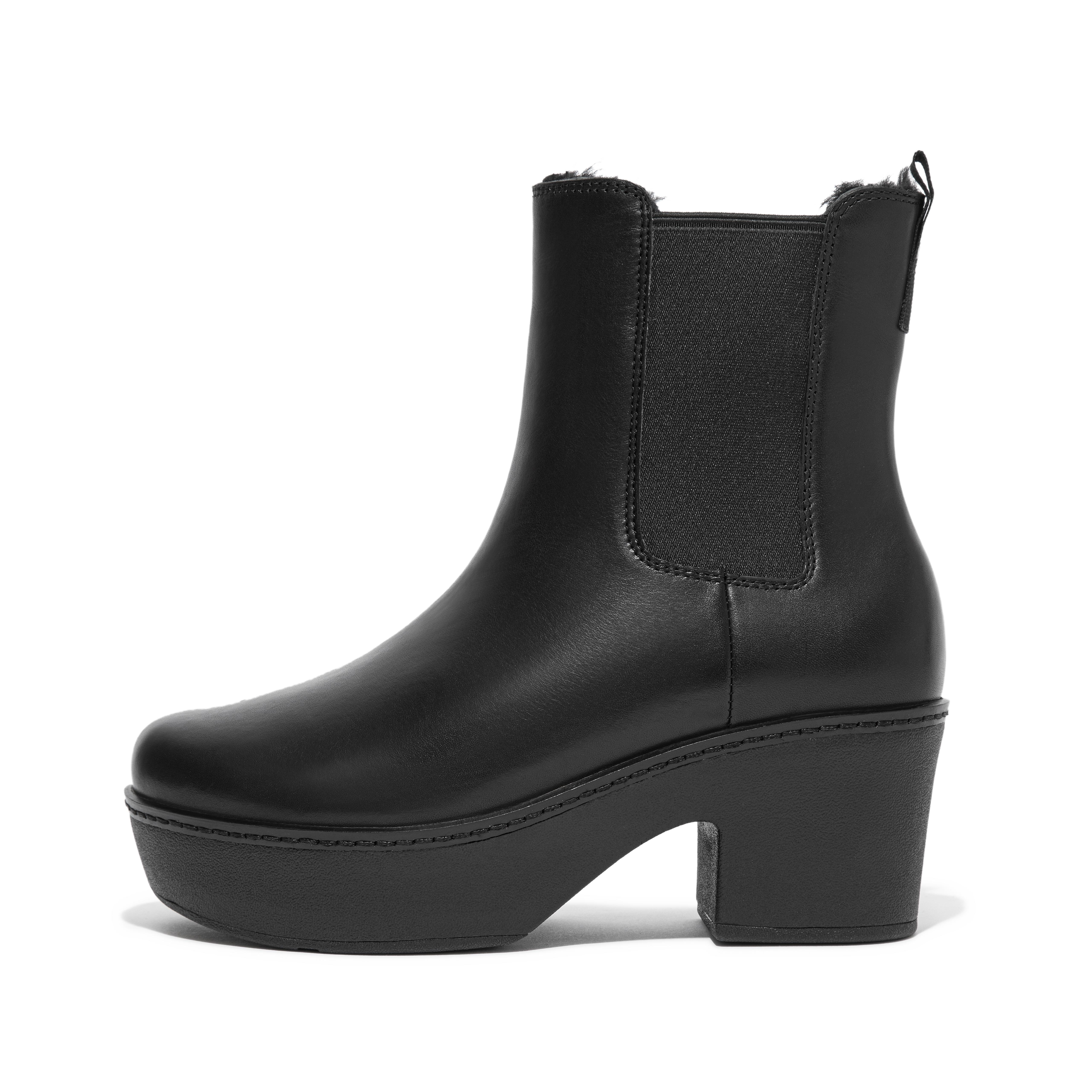 Women's Pilar Shearling Lined Leather Platform Chelsea Boots | FitFlop US