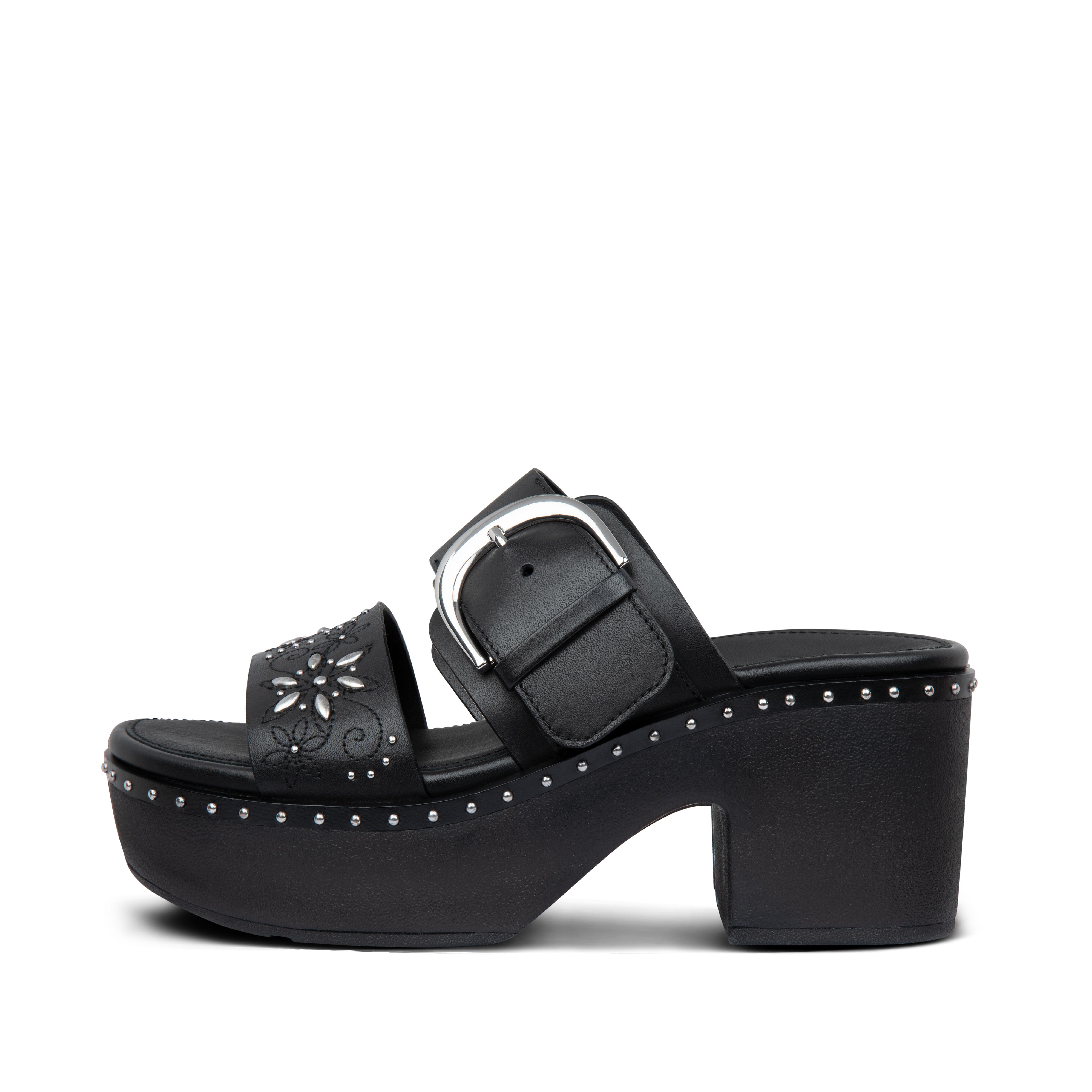 leather platform slides