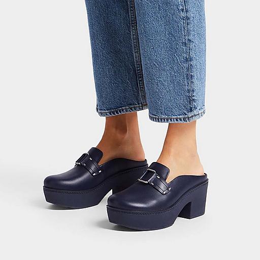 Women s Pilar Stud Buckle Leather Platform Mules FitFlop CA